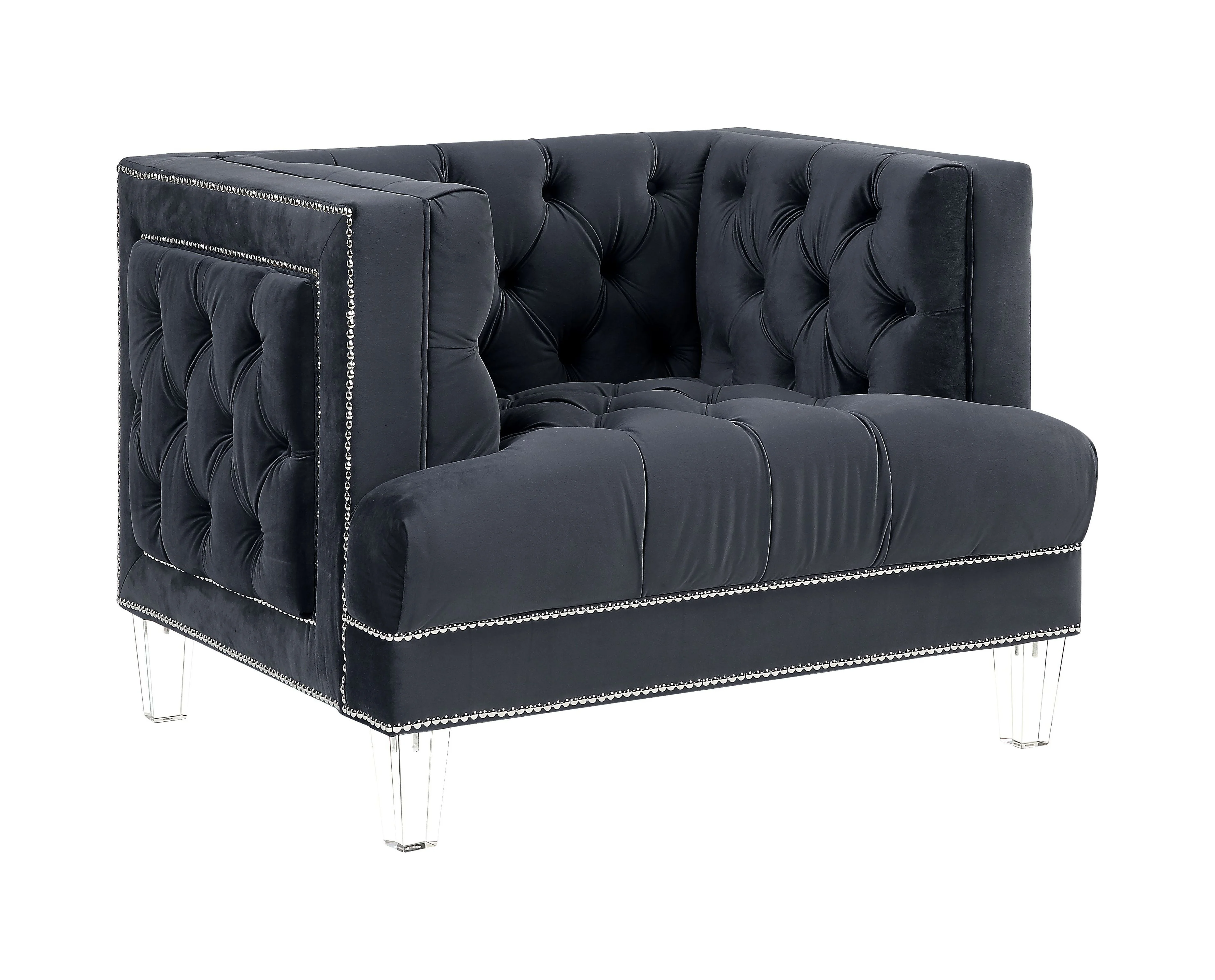 ACME Ansario Chair, Charcoal Velvet 56462