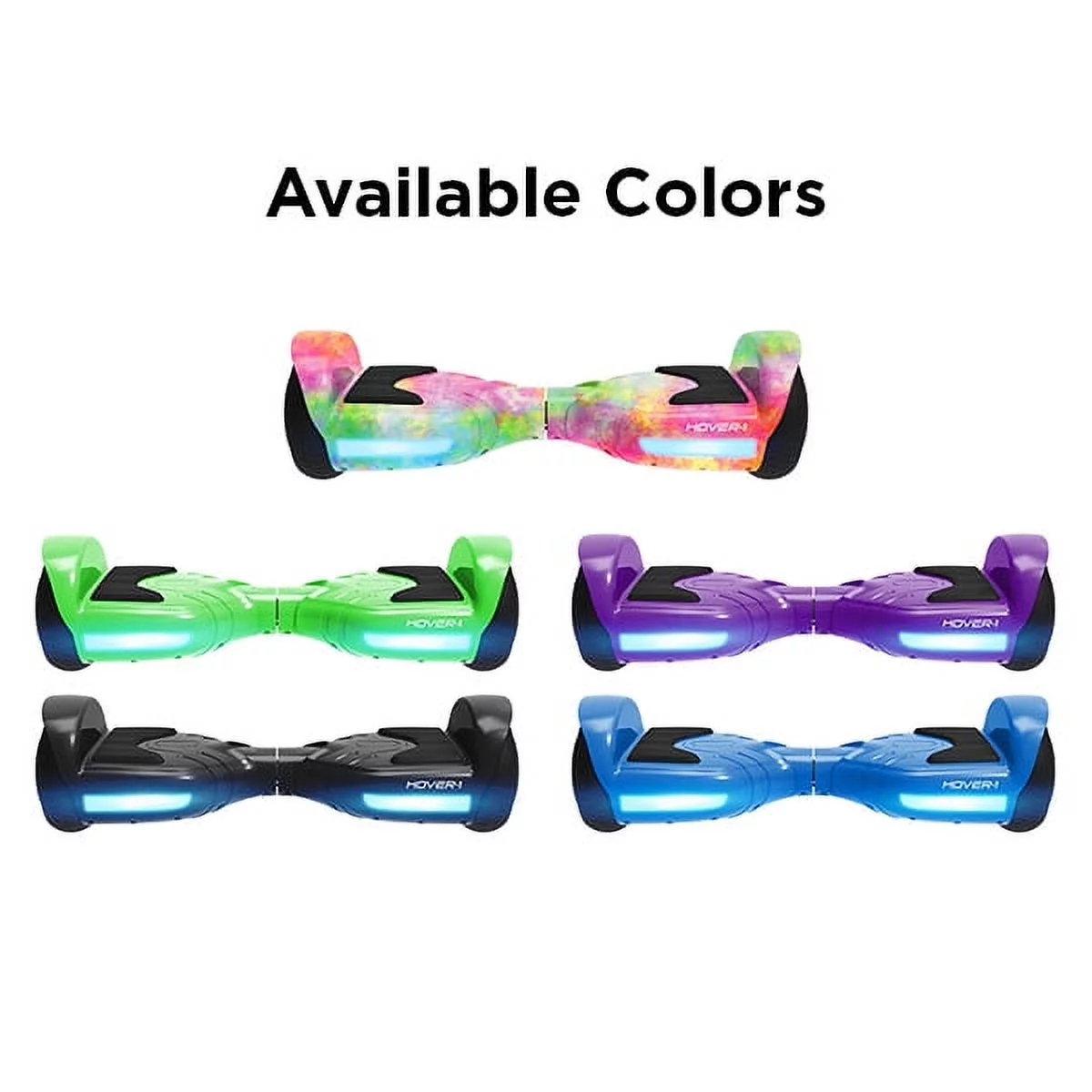 Hover-1 Rocket Hoverboard, Pink Tie Dye, LED Headlights, 7 MPH Max Speed, 160 lbs Max Weight, 3 Miles Max Distance