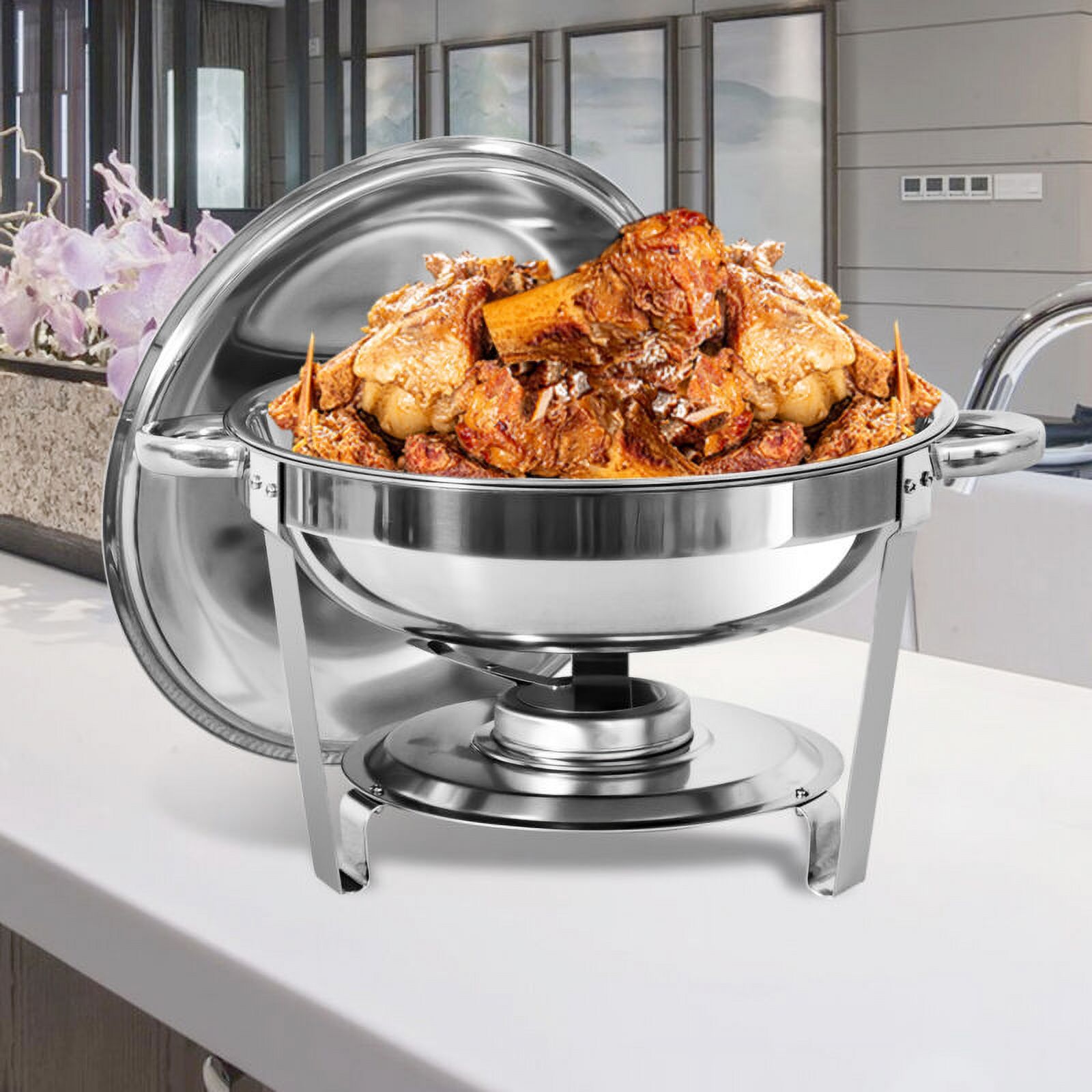 JSTUOKE Chafing Dish Set 8 Pack,4 Full Pan Rectangular 8QT+4 Round 6QT for Catering Party Festival