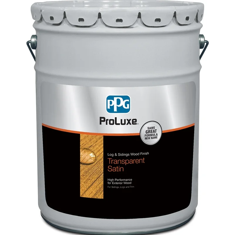 PPG Proluxe Transparent Satin Dark Oak Neutral Base Penetrating Waterborne Wood Finish 5 gal