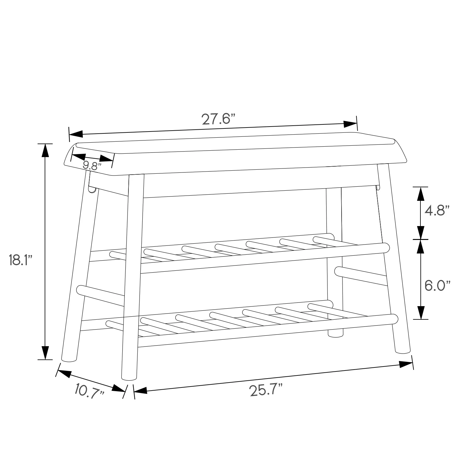 MoNiBloom Bamboo 2 Tiers Shoes Changing Bench with Cushion, Storage Shelf, Natural, for Entryway