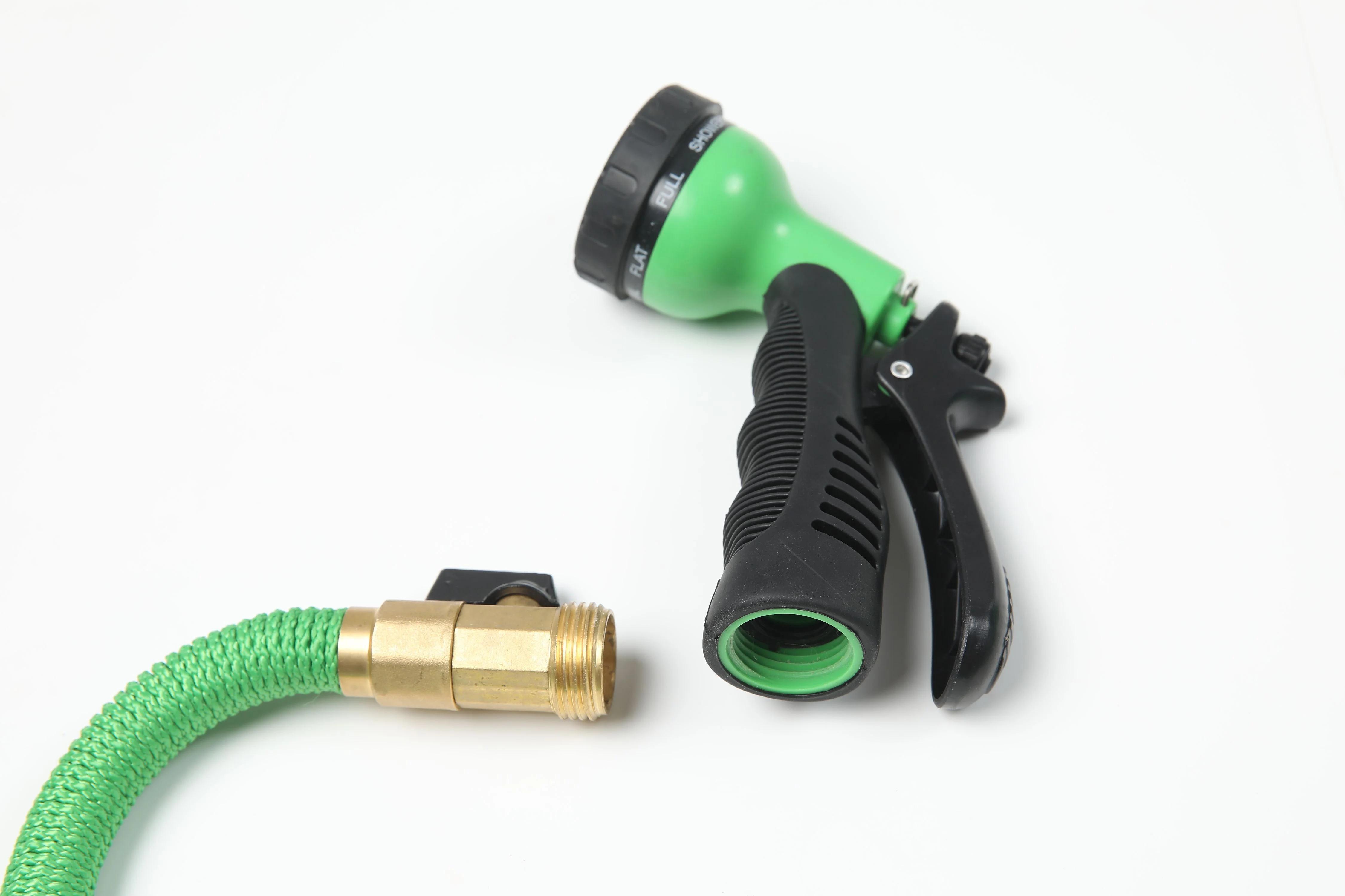 50ft Green Expandable Water Hose with Water Spray Nozzle Attachment