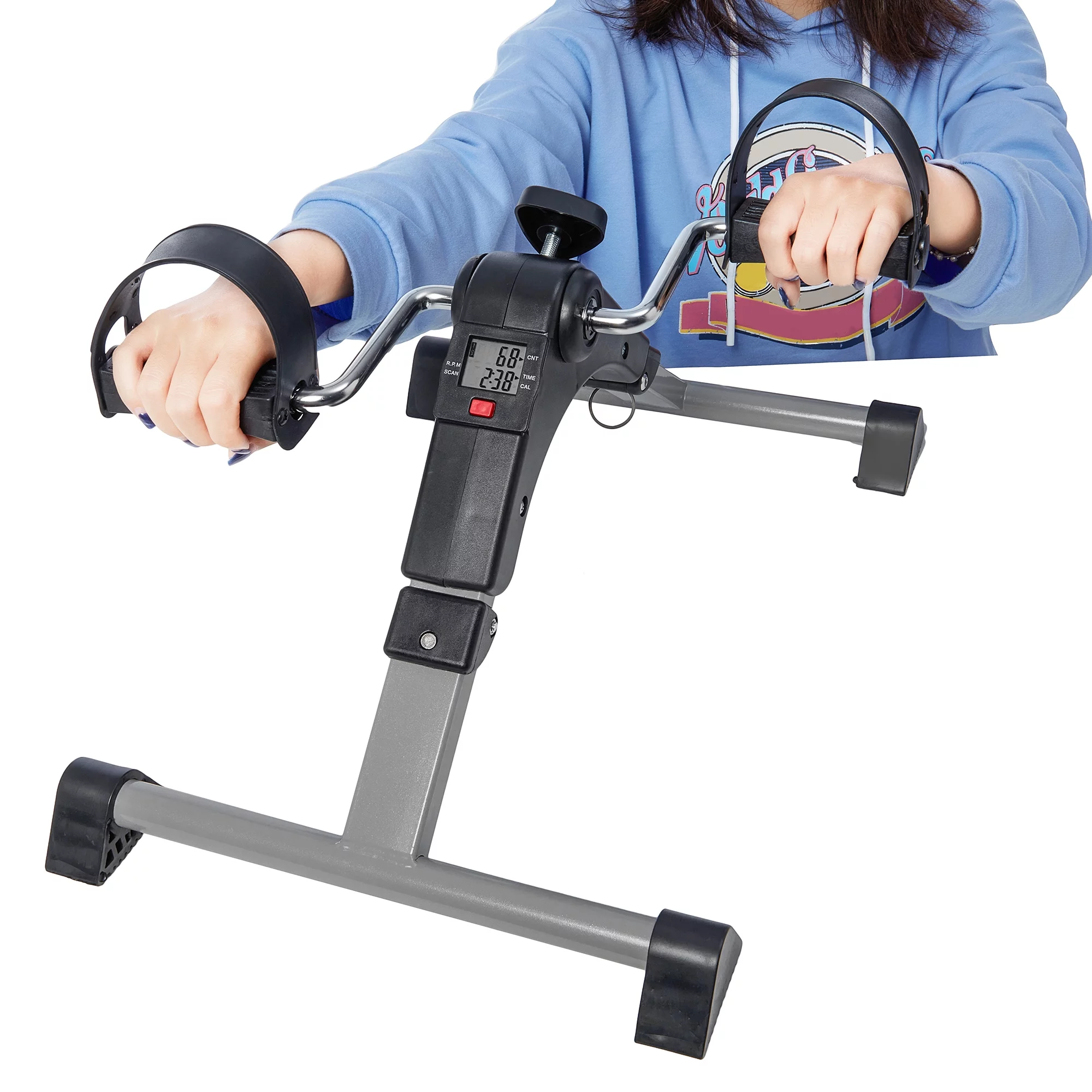 Portable Mini Exercise Bike Foldable Under Desk Bike Folding Portable Exercise Peddler Foot Peddler Desk Bike Portable Mini Exercise Bike  Folding Pedal Exerciser with LCD Screen Display
