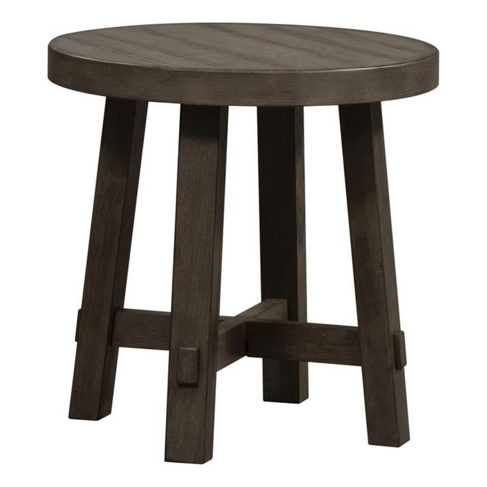 Bowery Hill Modern Farmhouse Engineered Wood Dark Gray Splay Leg Round End Table