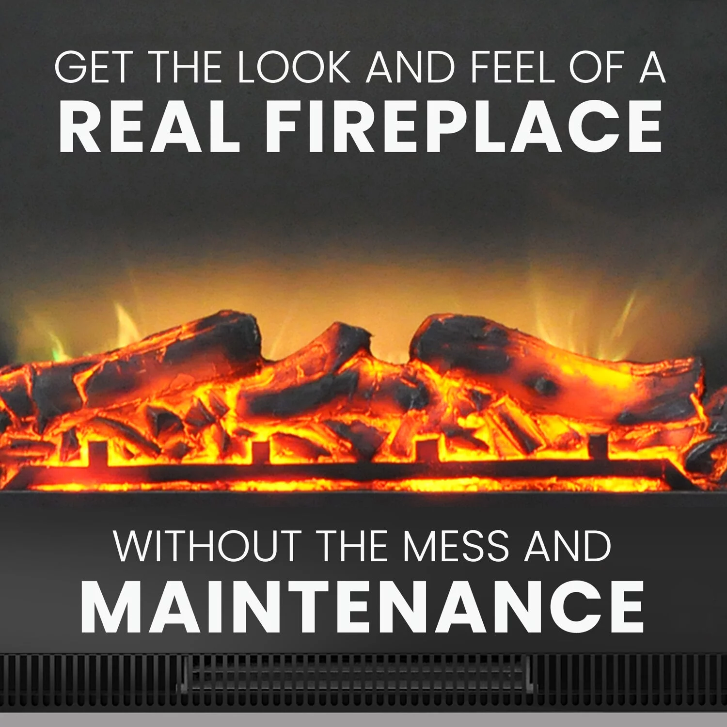 Cambridge Sanoma 72'' Electric Multi-Color LED Fireplace with Charred Log Insert with Remote | For Rooms up to 210 Sq.Ft | Dual Heat Settings | Storage | Slate Blue Mantel | Timer