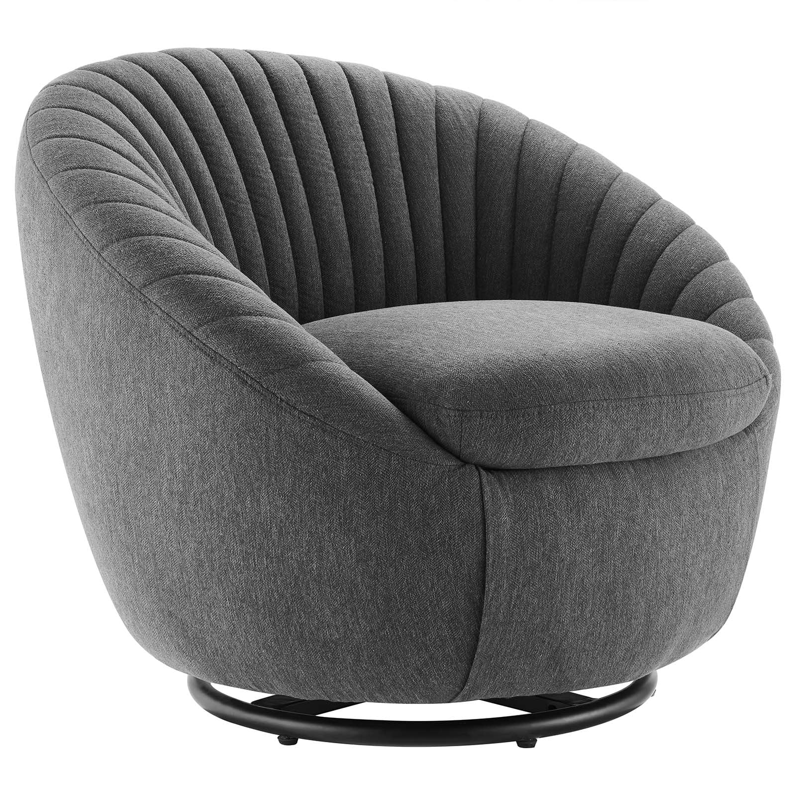 Modway Whirr Tufted Fabric Swivel Chair in Black Charcoal