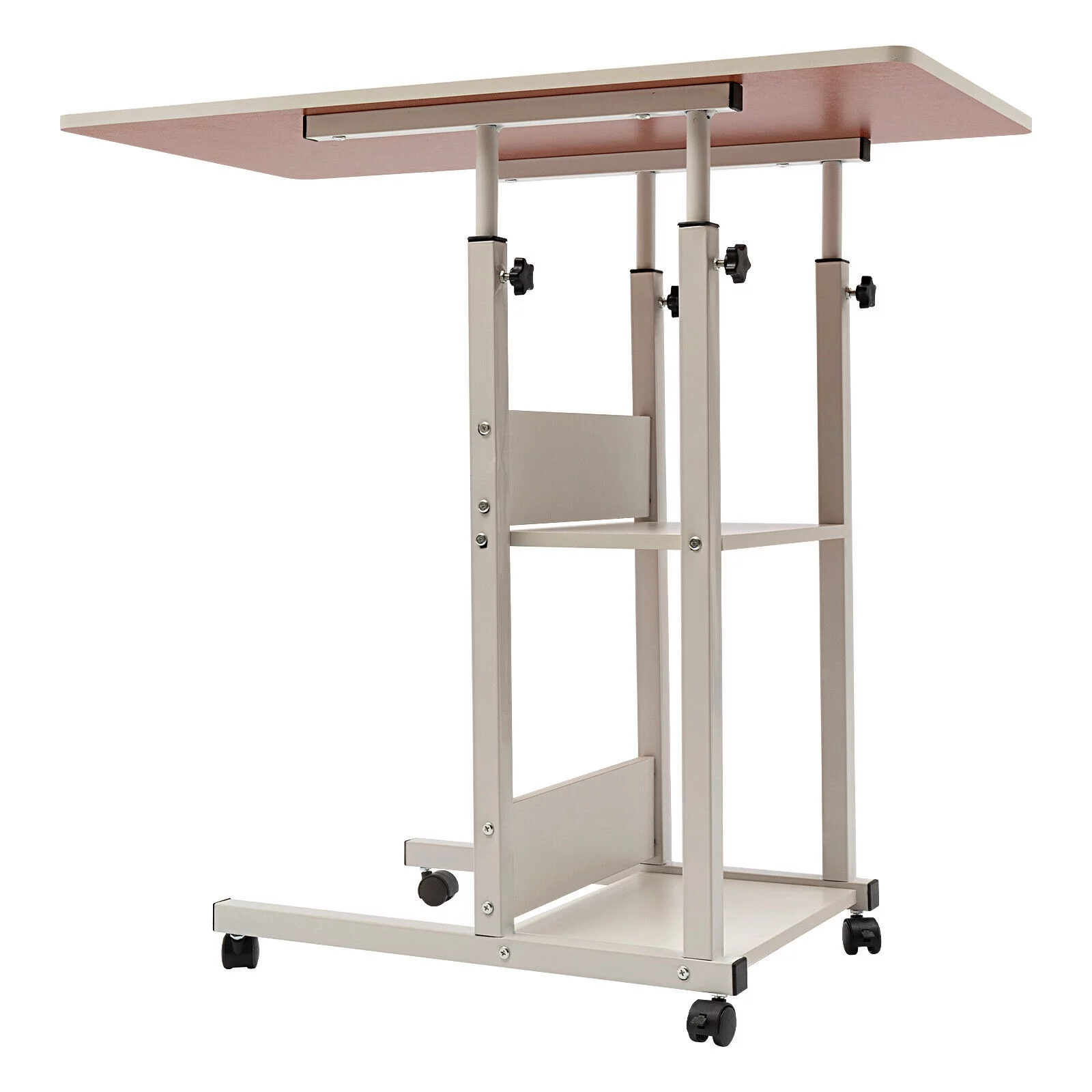 C Shaped Height Adjustable Chair Side Table TV Tray Laptop Desk Sofa Bed W/Wheel