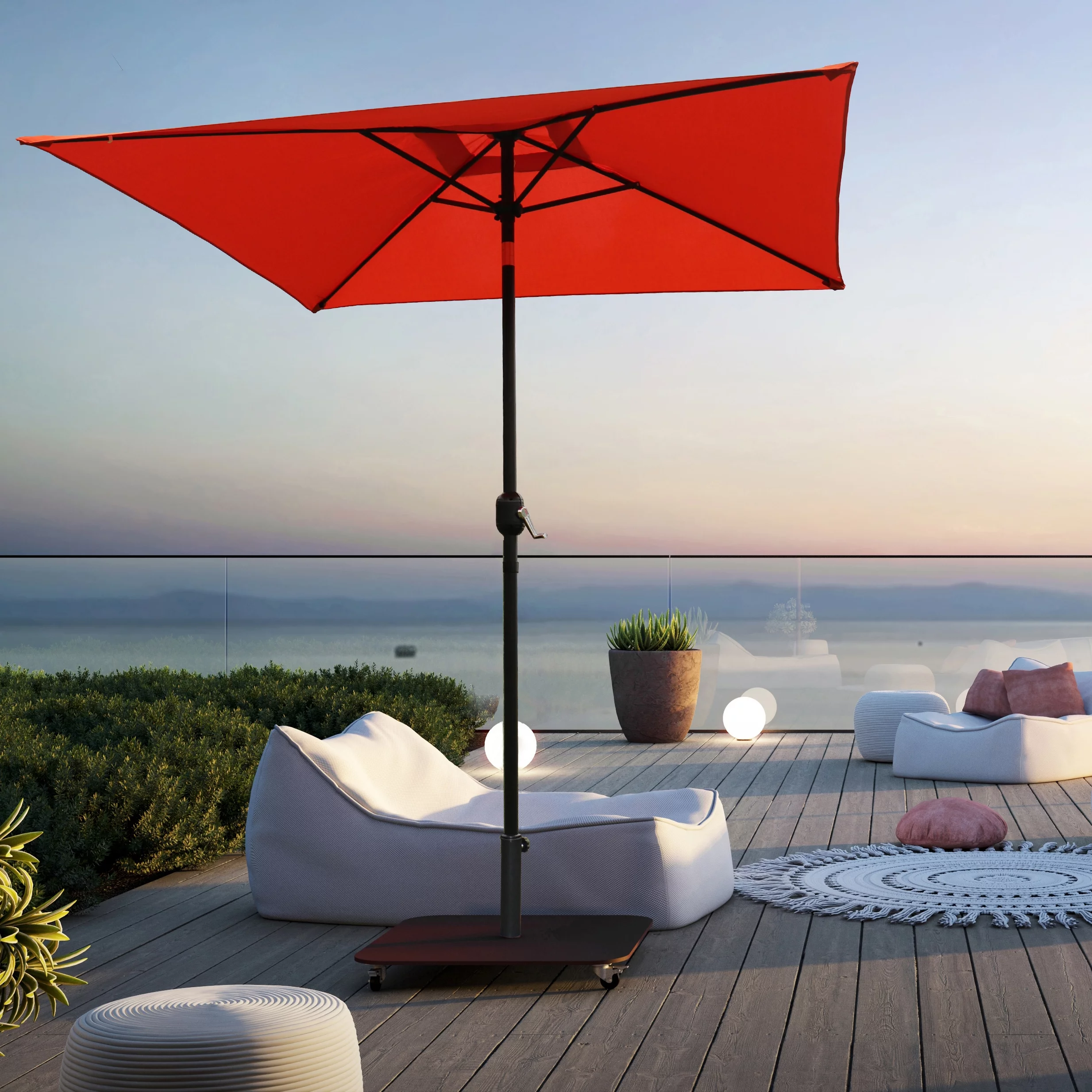 Davee Furniture 6.5 Ft Orange Patio Umbrella with Tilt and Crank