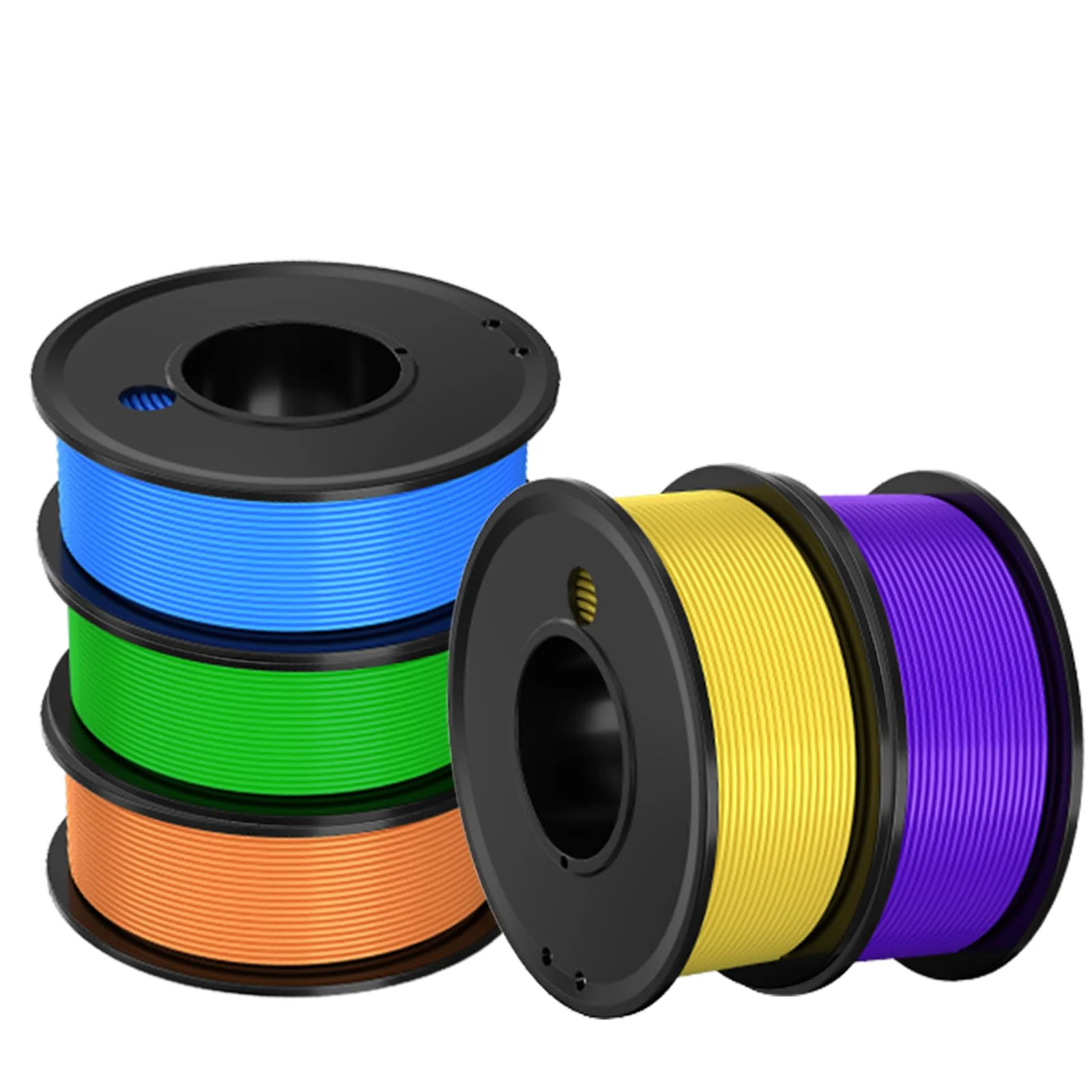 3D Printer Filament PLA 1.75mm, Dimensional Accuracy ±0.02mm, Neatly Wound Filament Bundle, Filiment Vacuum Pack 1.25KG, 5 Colors, 0.25kg Spool, 5 Packs, Orange+ Green+Blue+Purple+Yellow