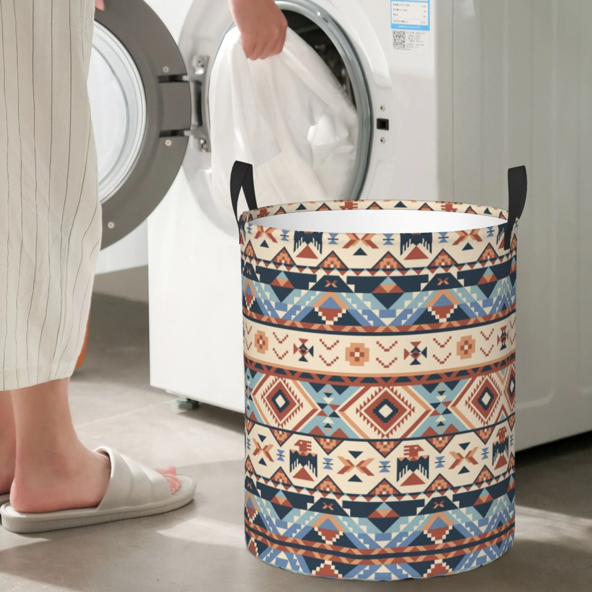 ZICANCN Laundry Basket Organizer, Vintage Aztec Boho Tribe Style Collapsible Hamper for Bathroom Bedroom Laundry Room, Small Size
