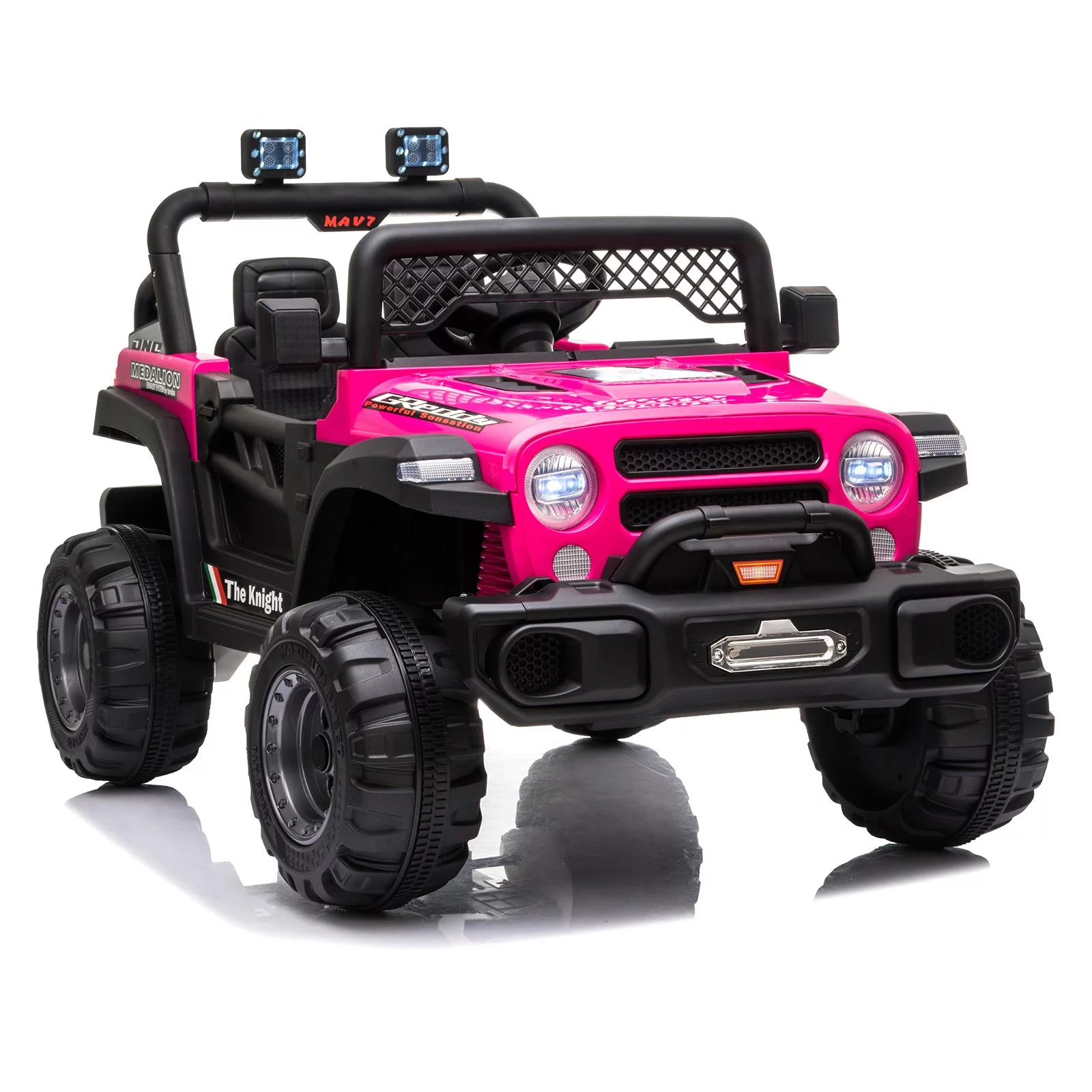 UBesGoo 12V Kids Battery Powered Electric Truck Ride-On Car with RC, Headlights, Music - Rose Red
