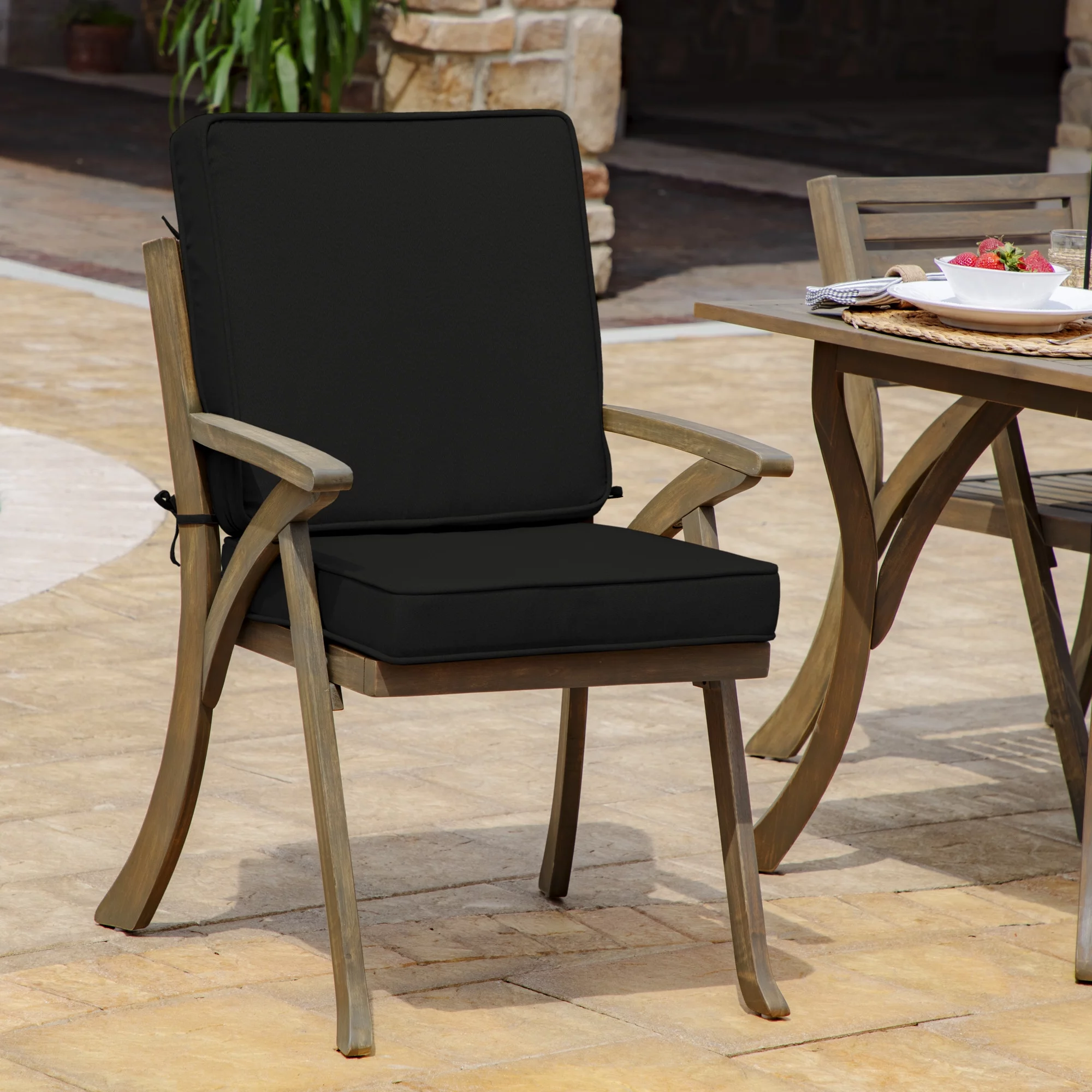 Arden Selections ProFoam 40 x 20 in Outdoor Dining Chair Cushion Cover, Onyx Black