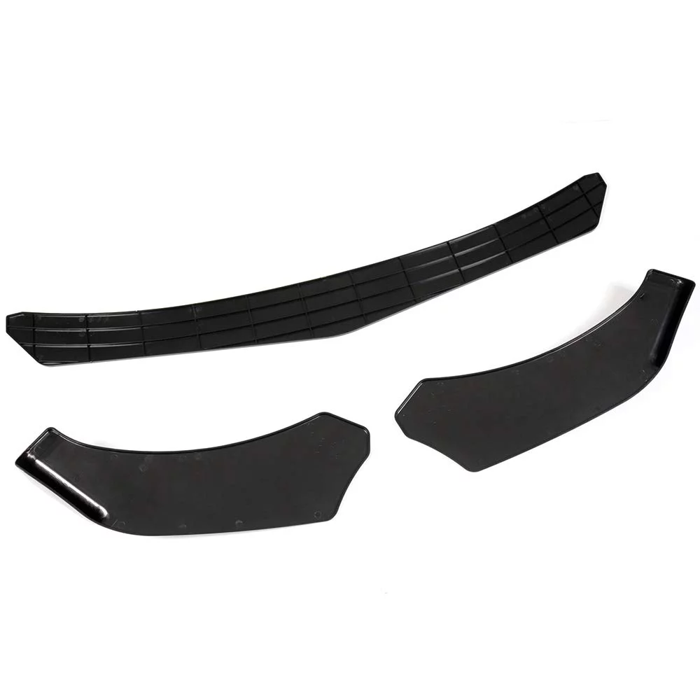 PIT66 Universal Front Bumper Lip 02ESW0005-6-7 (3 Pcs- Sharp Edge Gloss Black)