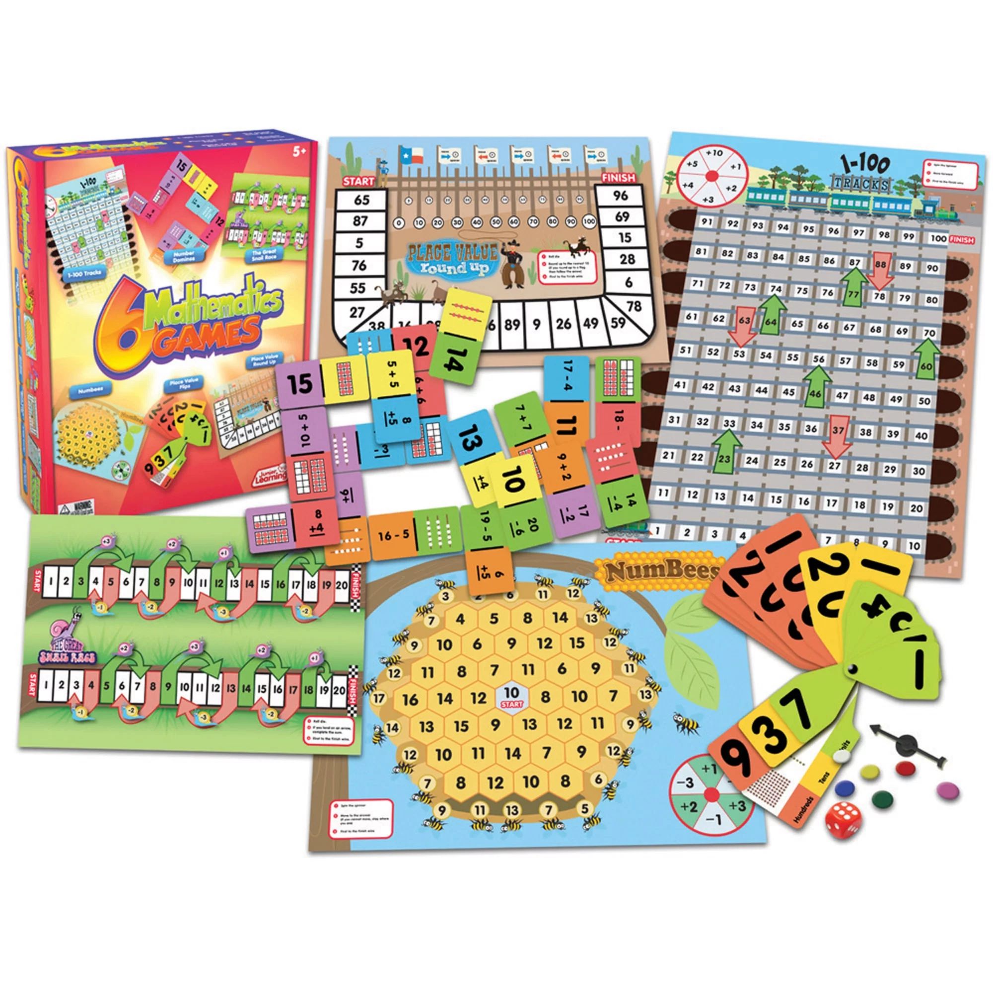 6 Mathematics Games Junior Learning Board Game for Ages 5-8 Grade 1 Grade 2 Learning, Math, Perfect for Home School, Educational Resources