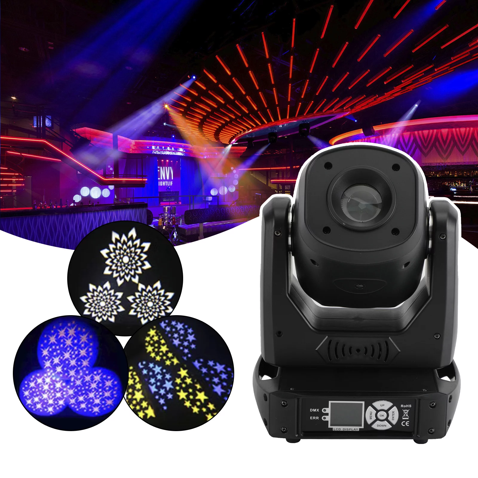 Motor Genic 100W LED Moving Head Stage Lighting Gobo Beam Spot DJ Disco DMX Party Lighting