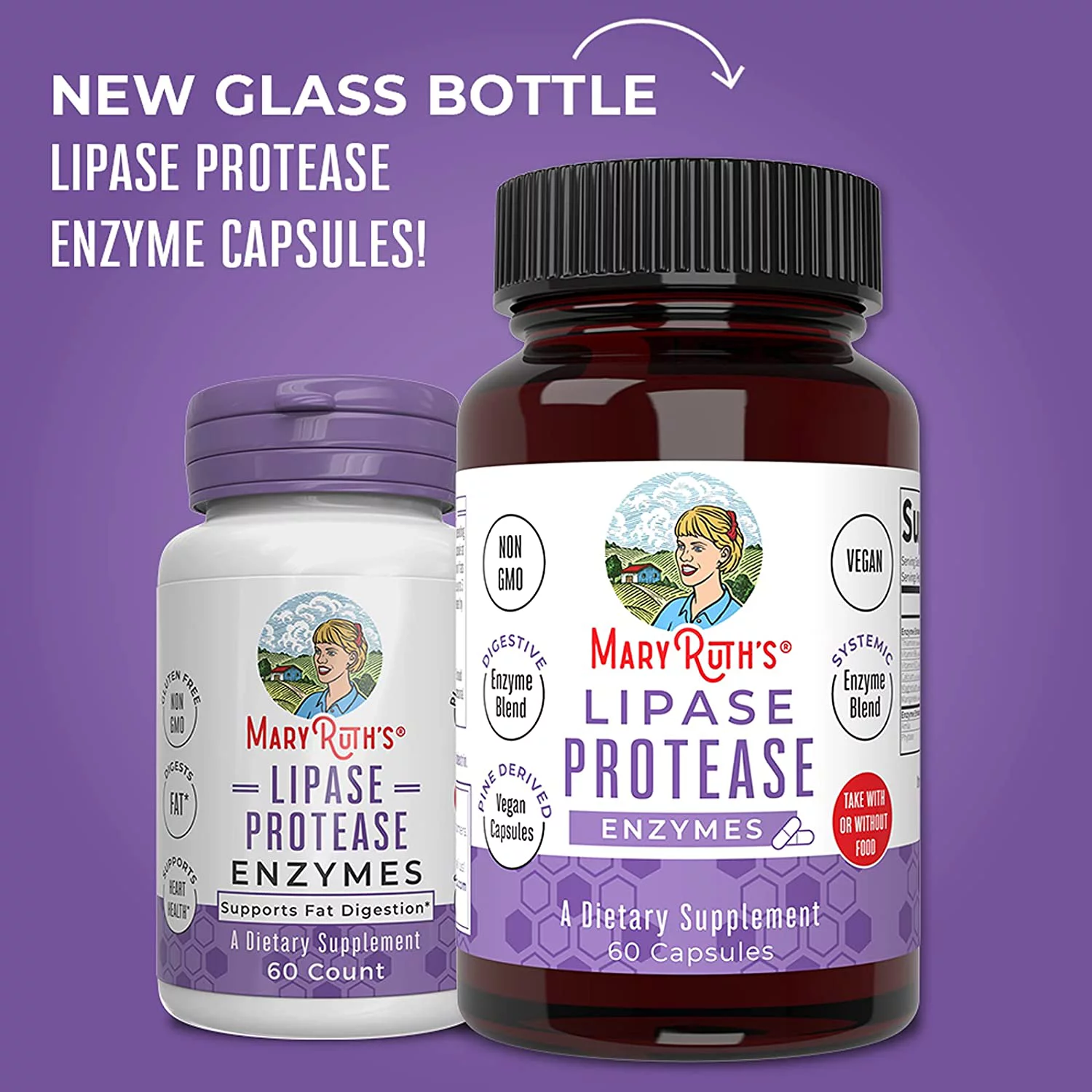 MaryRuth Organics Lipase Enzymes Capsules | Up to 2 Month Supply | Enzyme Supplement for Liver Detox Cleanse & Repair | Fat Digestion & Cholesterol Levels | Vegan | Gluten Free | 60 Count