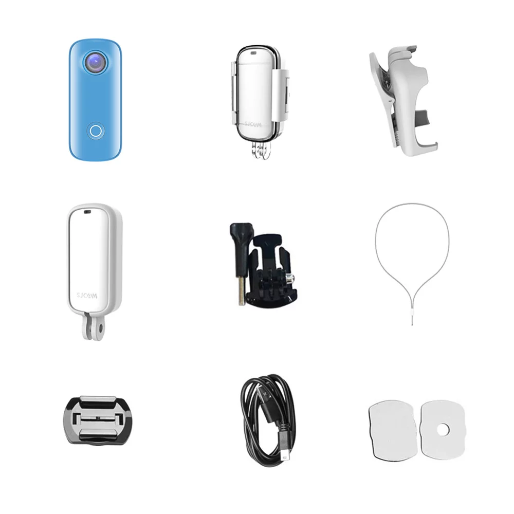 C100   Camera 1080P/30fps Digital Video Camera 30M Waterproof Magnetic Body Built-in Battery WiFi Connection APP Sharing with Waterproof Case Back Clip Lanyard