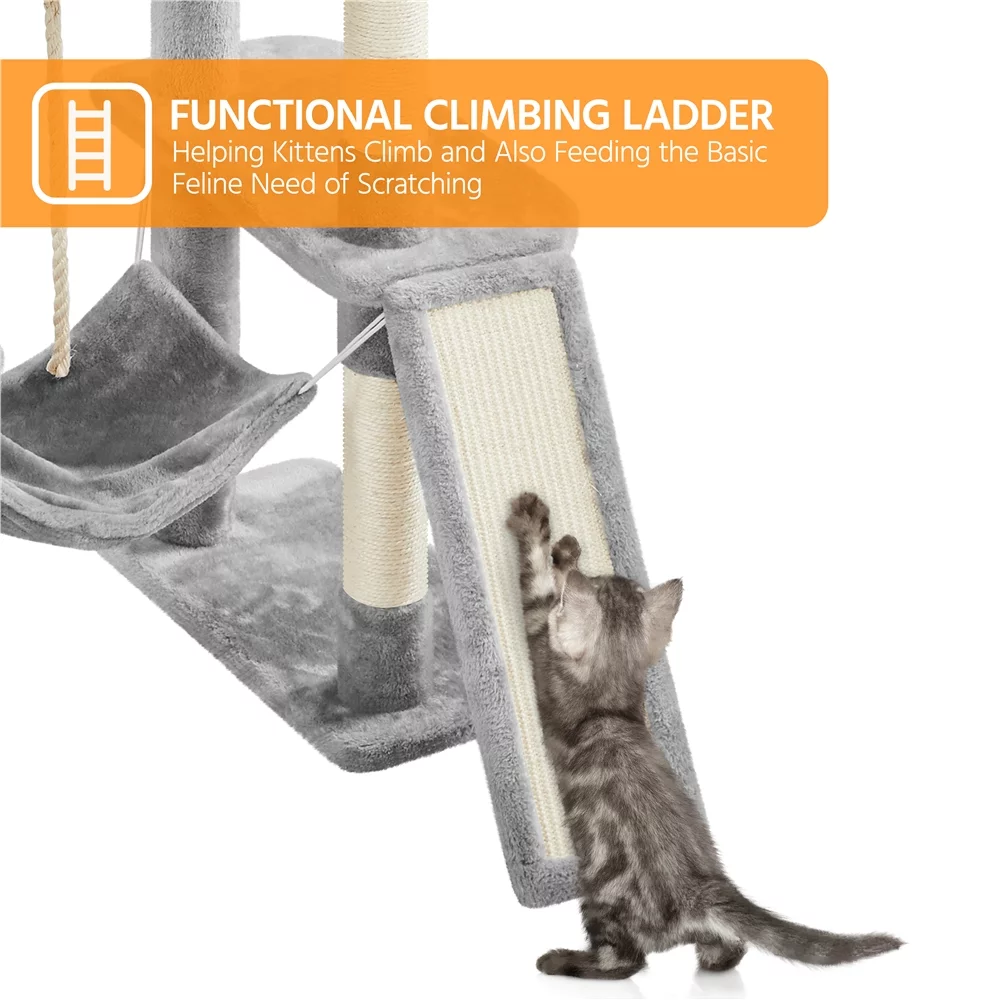 Easyfashion 82.5inch Multi Level Cat Tree, Light Gray