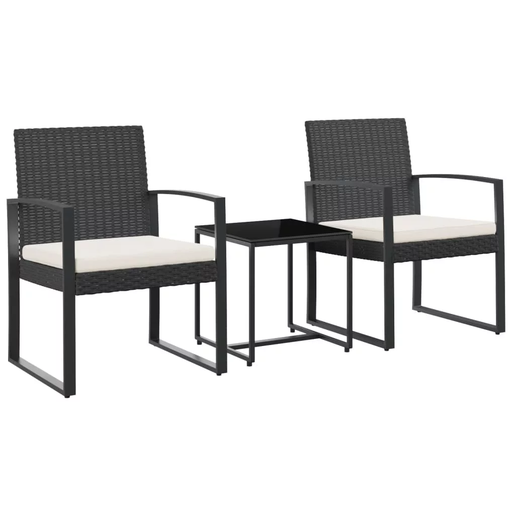 Irfora 3 piece Patio Dining Set with Cushions Black Rattan