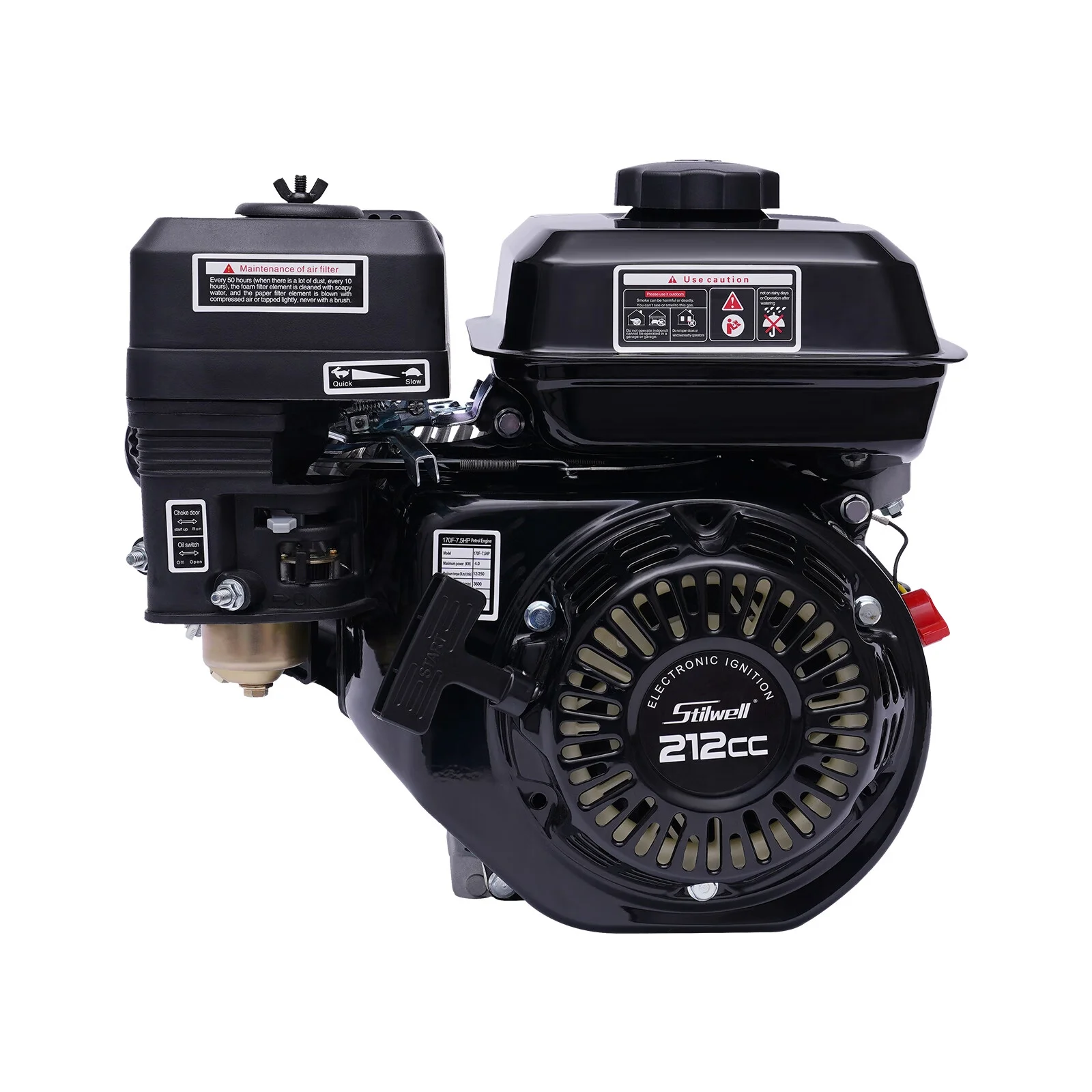 Aiqidi 7.5HP 4-Stroke 212CC Gasoline Engine Air Cooled Pull Start Gas Engine Motor for Honda GX160 OHV Replacement
