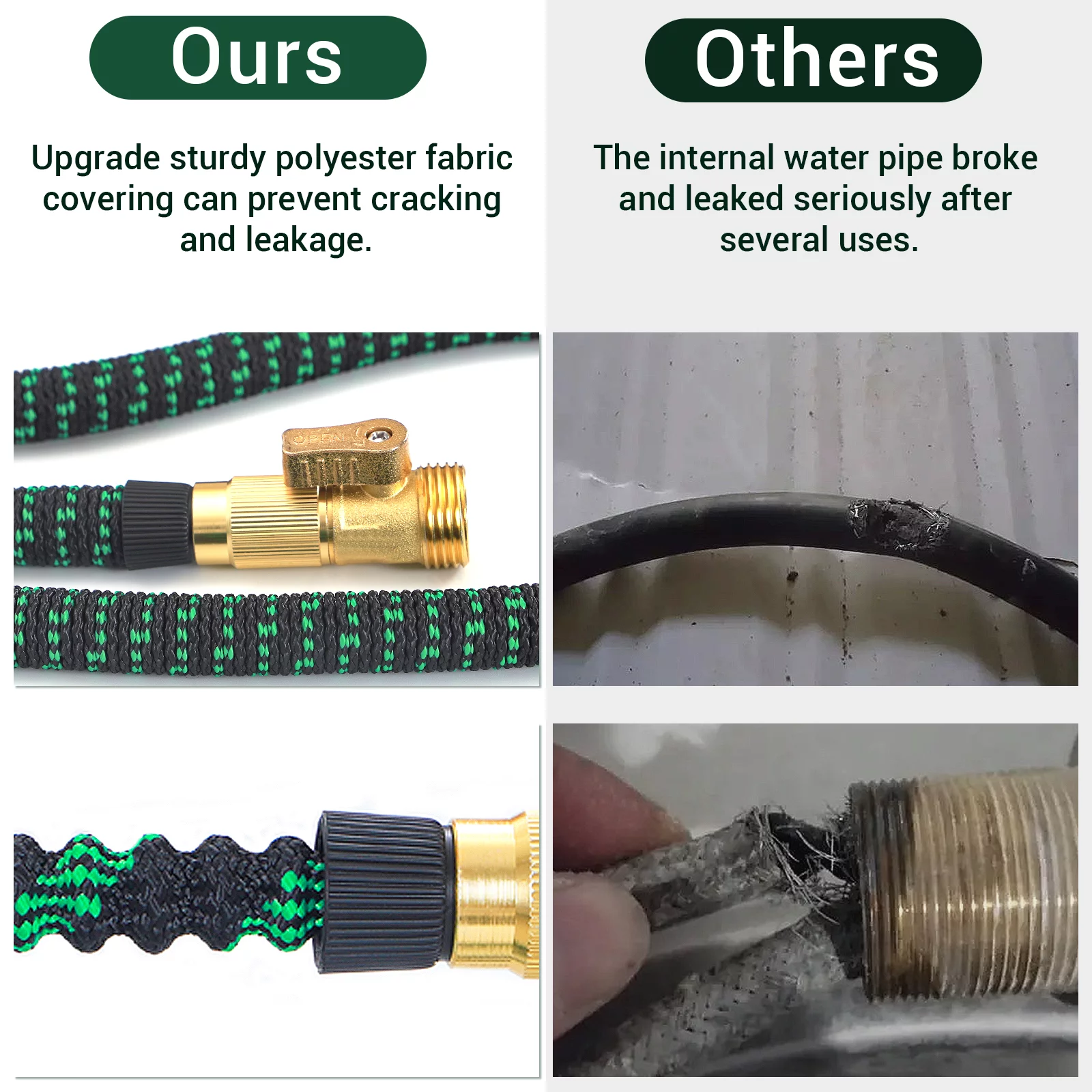 DEETECK 50FT Expandable Garden Hose with Upgraded 10 Function Nozzle and Durable multi-Layers Latex - No-Kink Flexibility Lightweight and 3/4