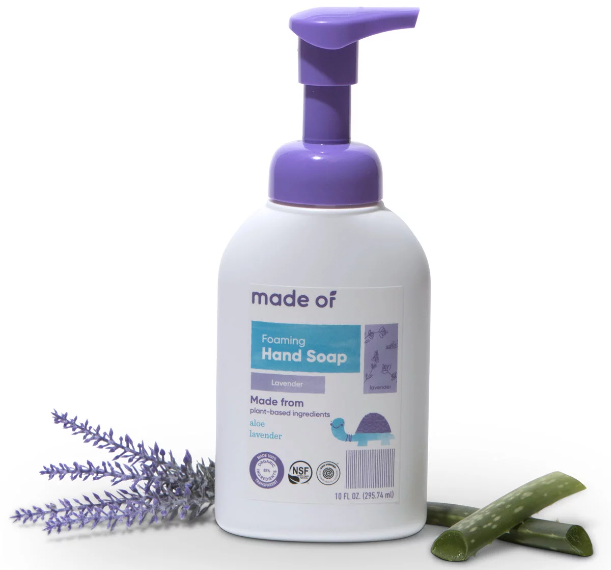 MADE OF Foaming Organic Castile Hand Soap, NSF Organic and EWG Verified, Lavender, 10 Oz