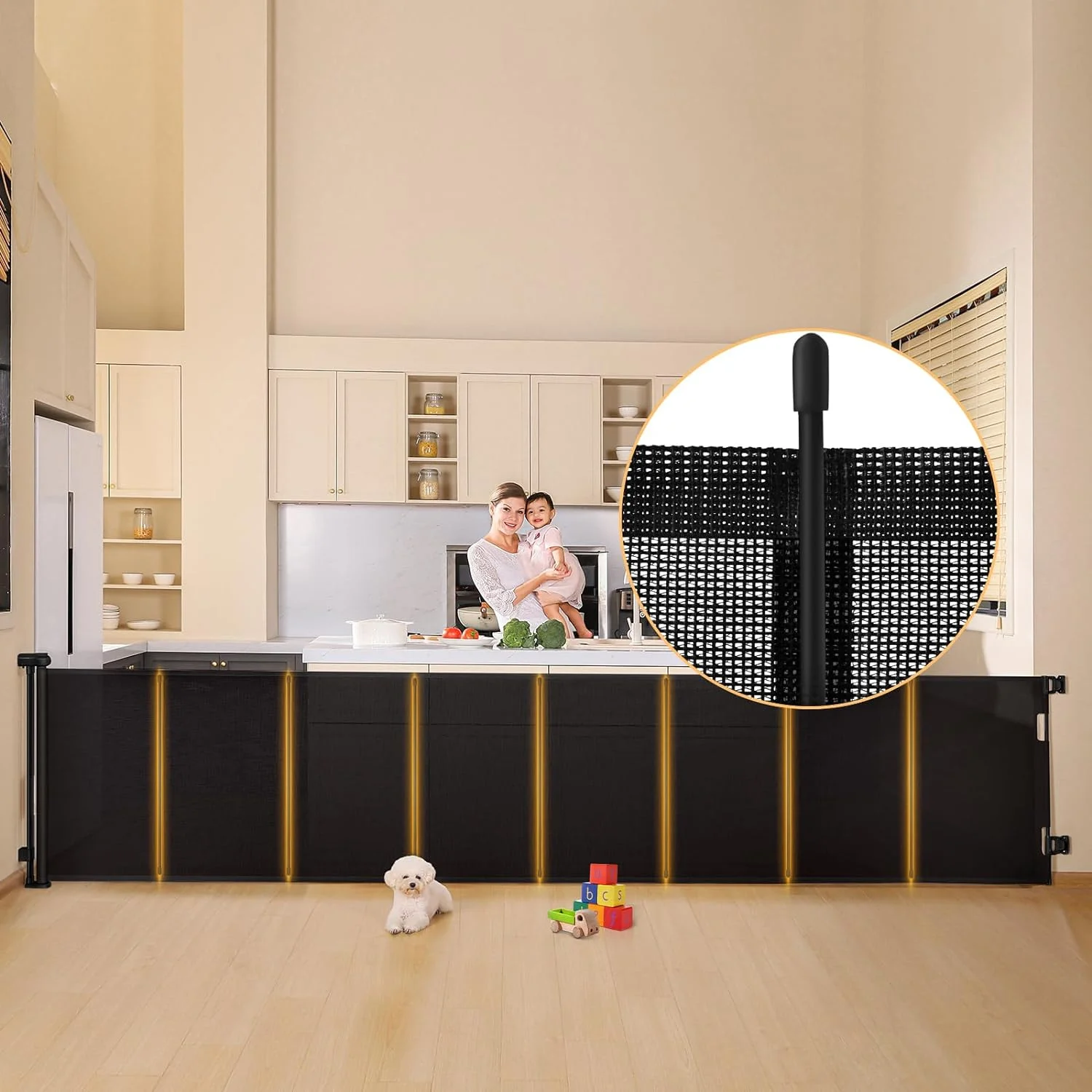 150 Inches Retractable Baby Gates Extra Wide, 35