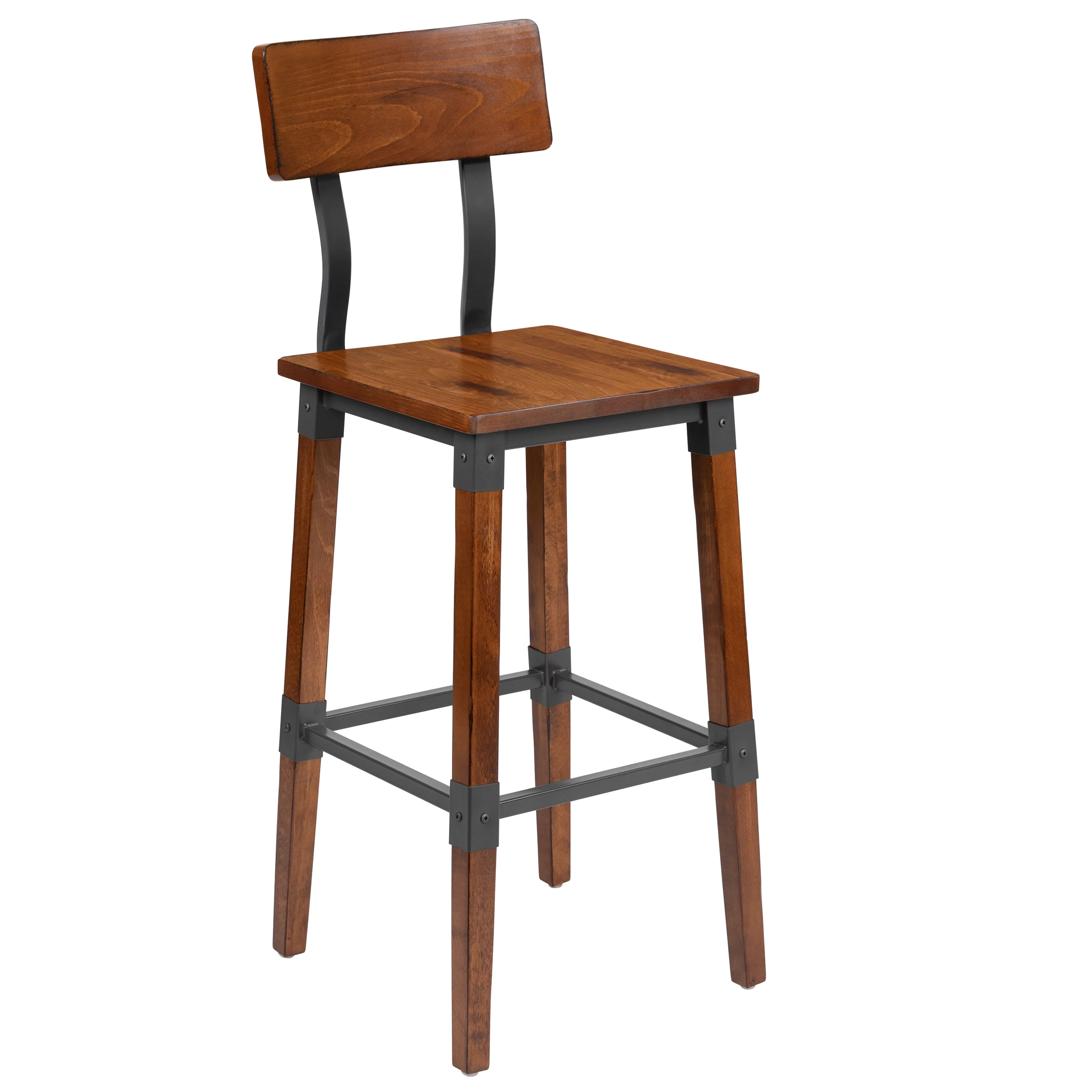 Flash Furniture Jackson Antique Dining Barstool, Walnut, Set of 2