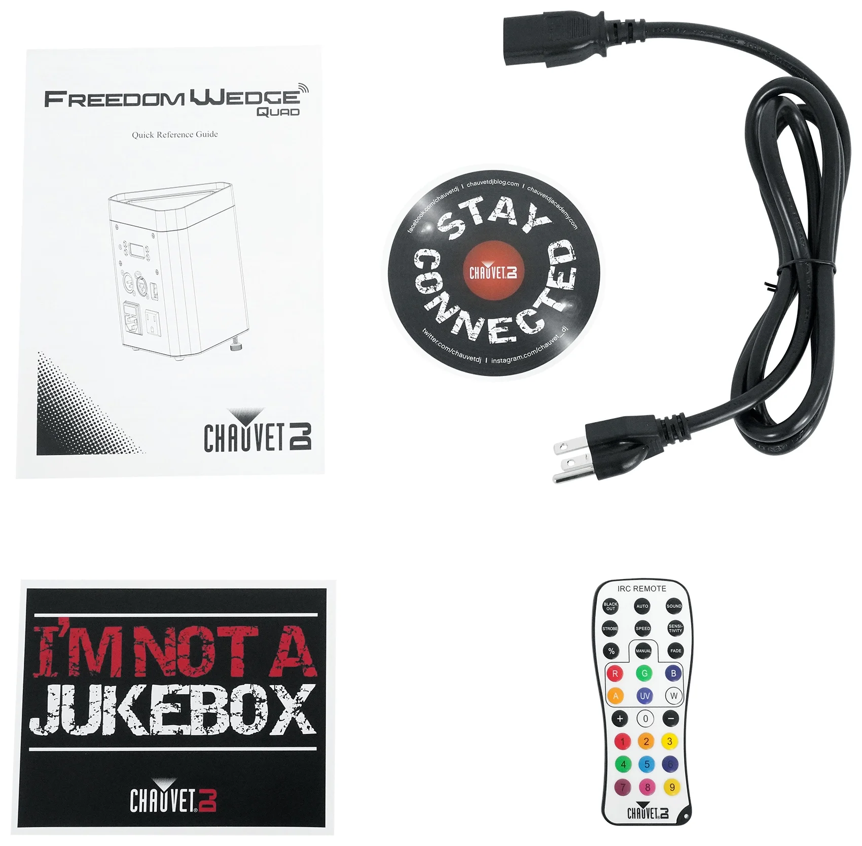 (4) Chauvet Freedom Wedge Quad Rechargeable Wash Lights+Wireless DMX Controller