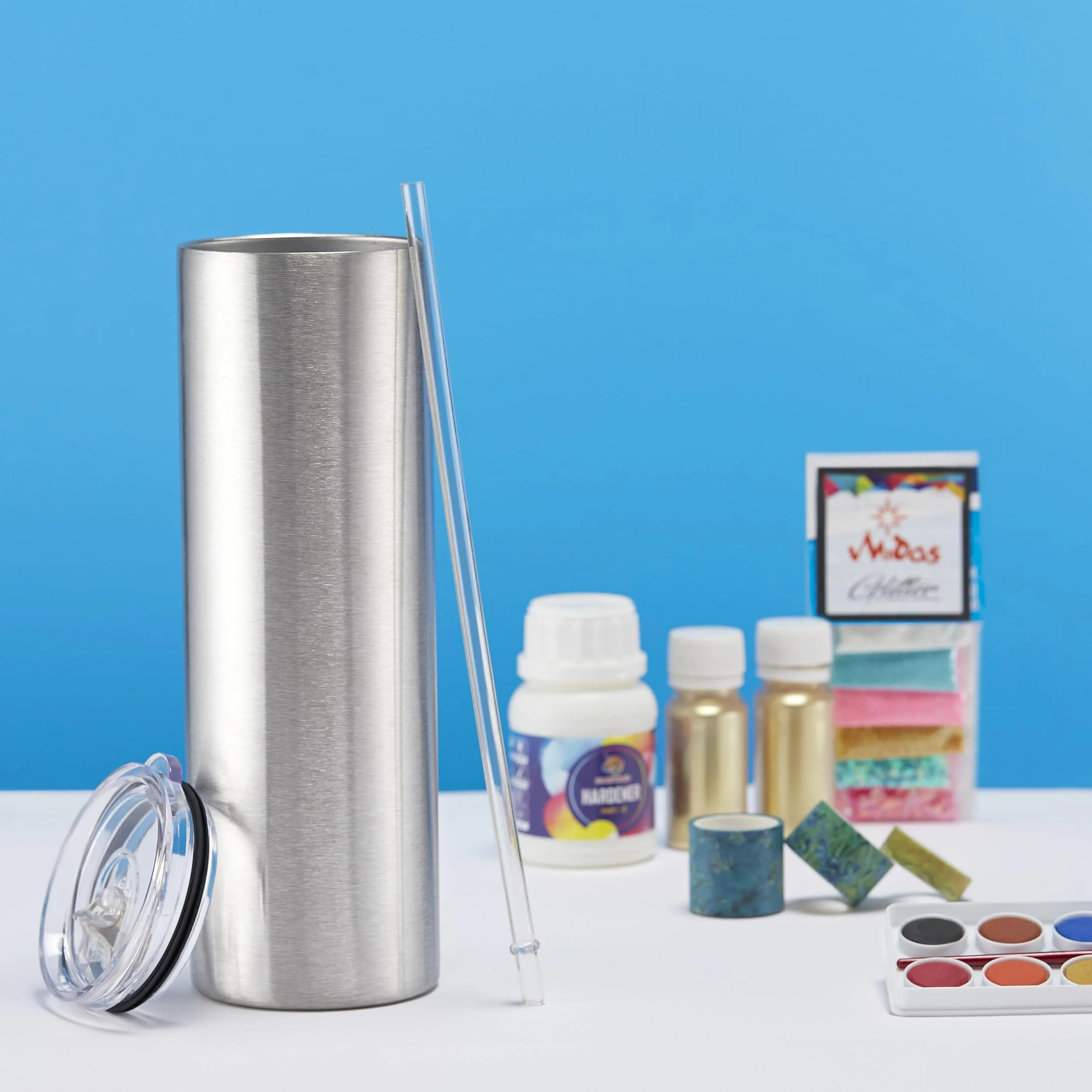 Makerflo Destash 30 Oz, 25 Pack Skinny Insulated Tumblers, Stainless Steel, Silver