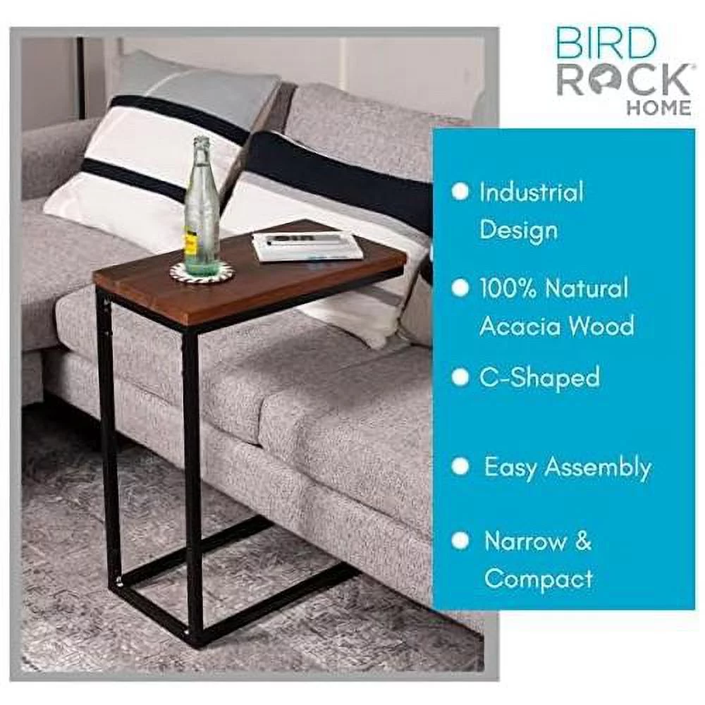 Espresso Wood TV Tray C Shaped Side Table - 26