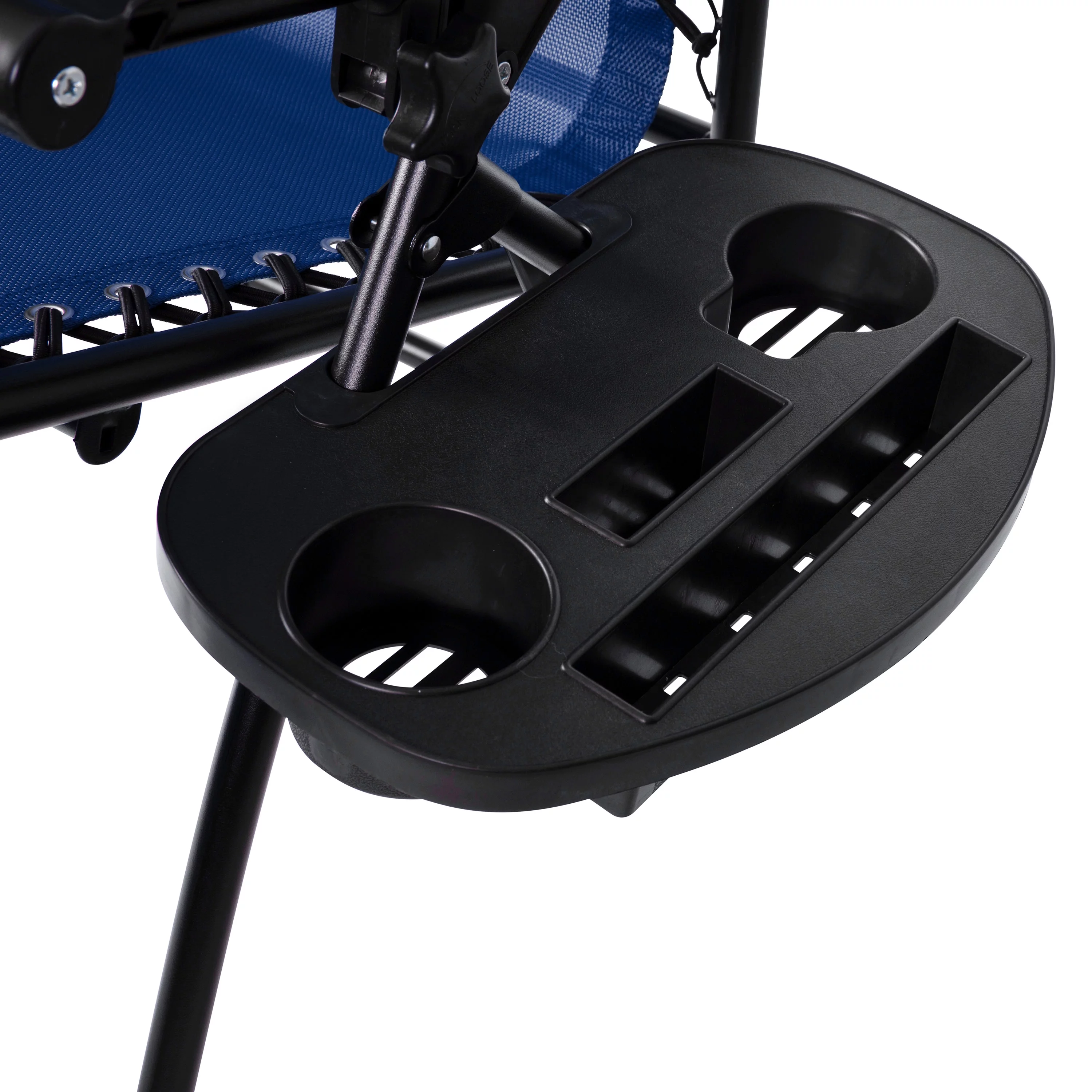 Merrick Lane Set of 2 Navy Folding Mesh Upholstered Zero Gravity Chair with Removable Pillow and Cupholder Tray