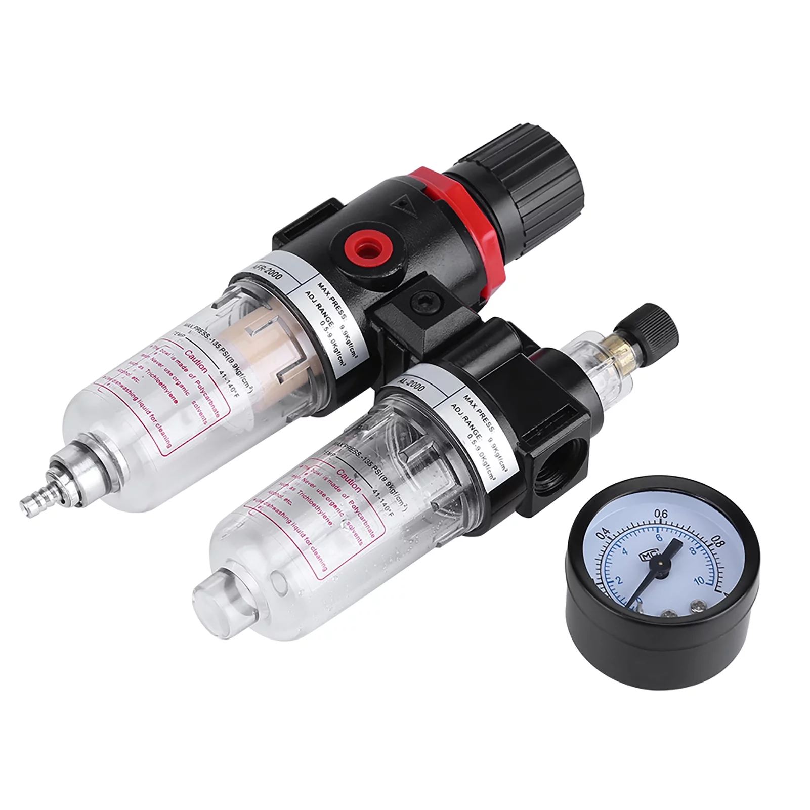 Leylor Air Filter Regulator,1/4'' Air Filter Regulator Lubricator Water Pressure Compressor Moisture Trap Oil Separator
