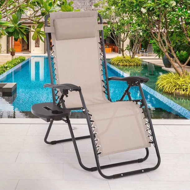 CozyBox Zero Gravity Chair Camp Reclining Lounge Chair Beach Chair Tanning Outdoor Lounge Patio Chair with Adjustable Pillow