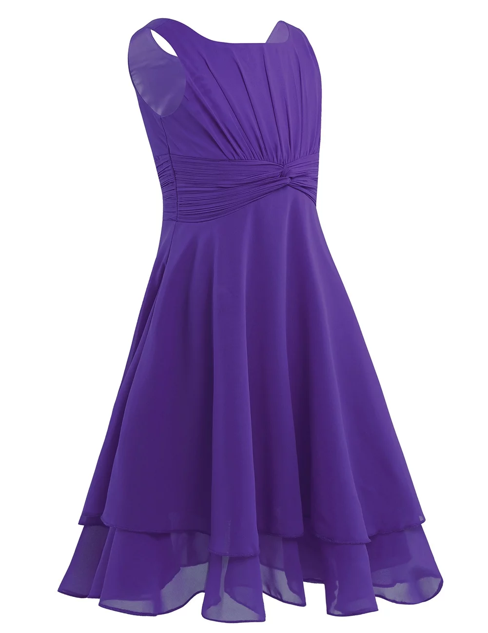 Yruioon Girls Chiffon Pleated Flower Princess Dress Pageant Wedding Bridesmaid Birthday Party Gown Purple 16
