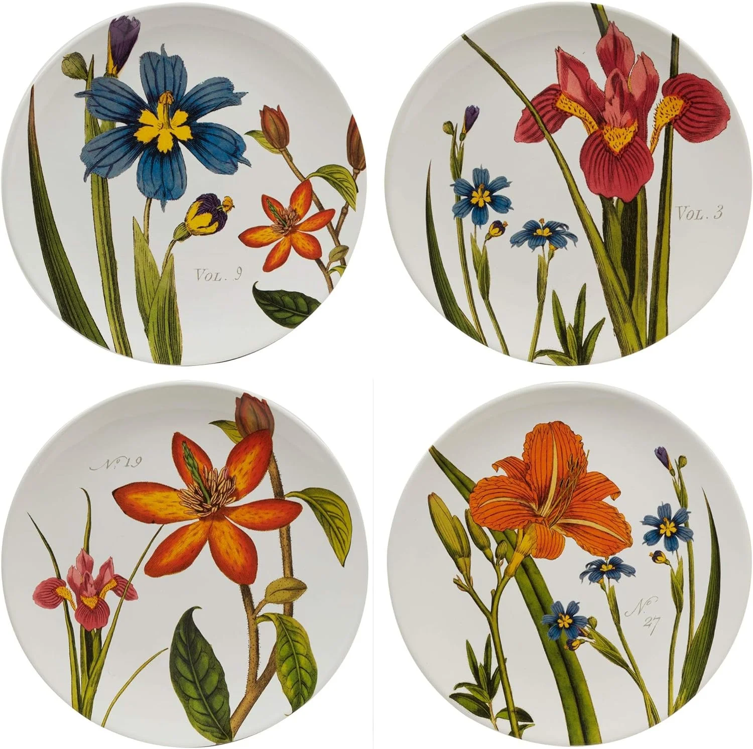 Botanical Flora 16-piece Dinnerware Set Service For 4 Green Multi Color Red Floral Country Farmhouse Round 16 Piece Dishwasher Safe Microwave