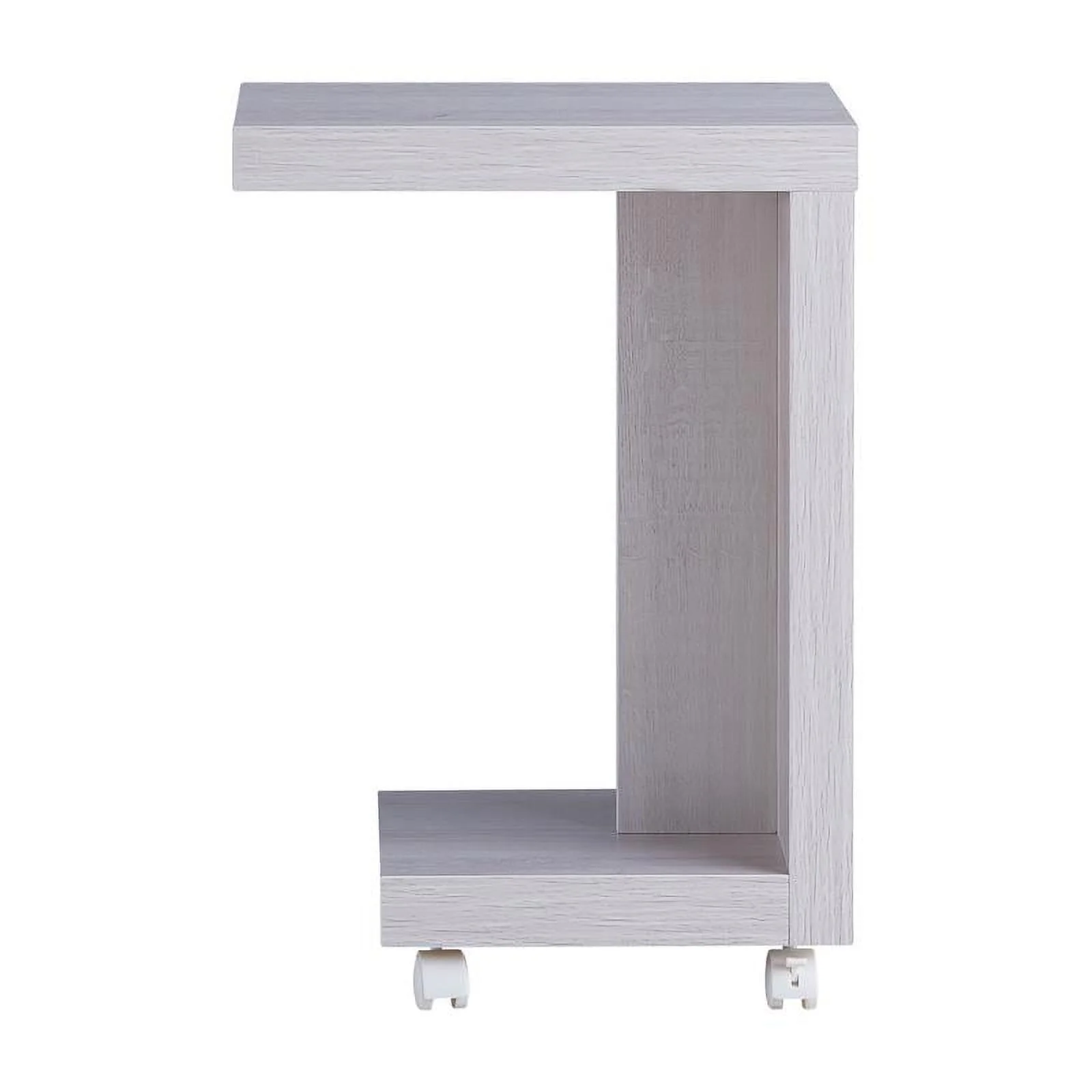 Bowery Hill Modern Wood Mobile End Table in White Oak Finish