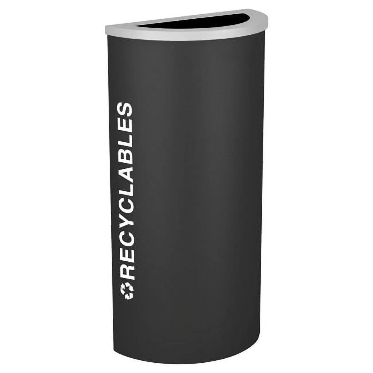 Ex-Cell Kaiser RC-KDHR-R BLX 8 Gallon Half Round Recycling Receptacle with Recyclables Decal, Black Texture