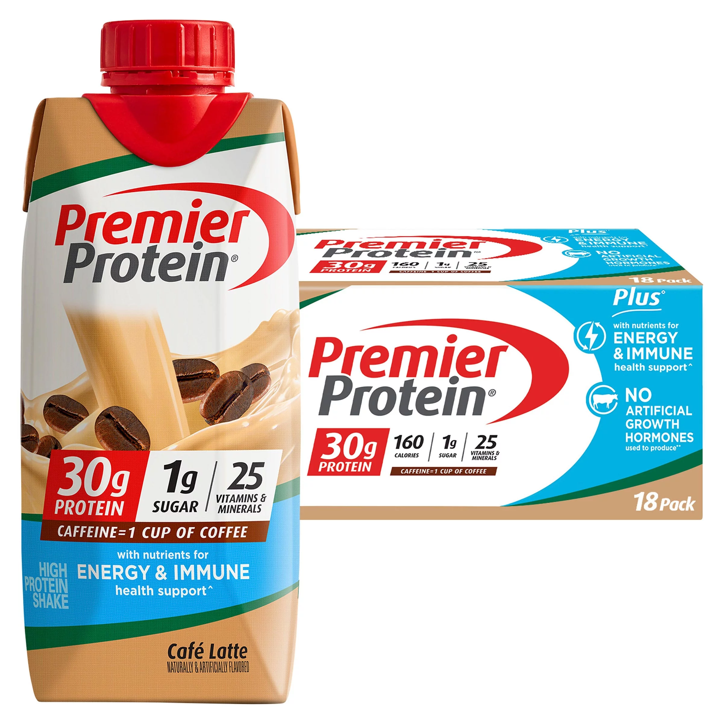 Premier 30G Protein plus Energy and Immune Support Shakes, Caramel, 11 Fl Oz, 18-Pack