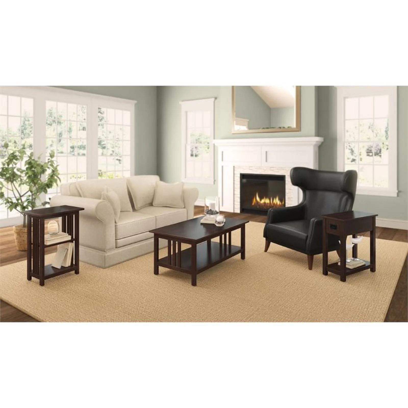 Home Square 2-Shelf Wood End Table in Espresso Finish - Set of 2