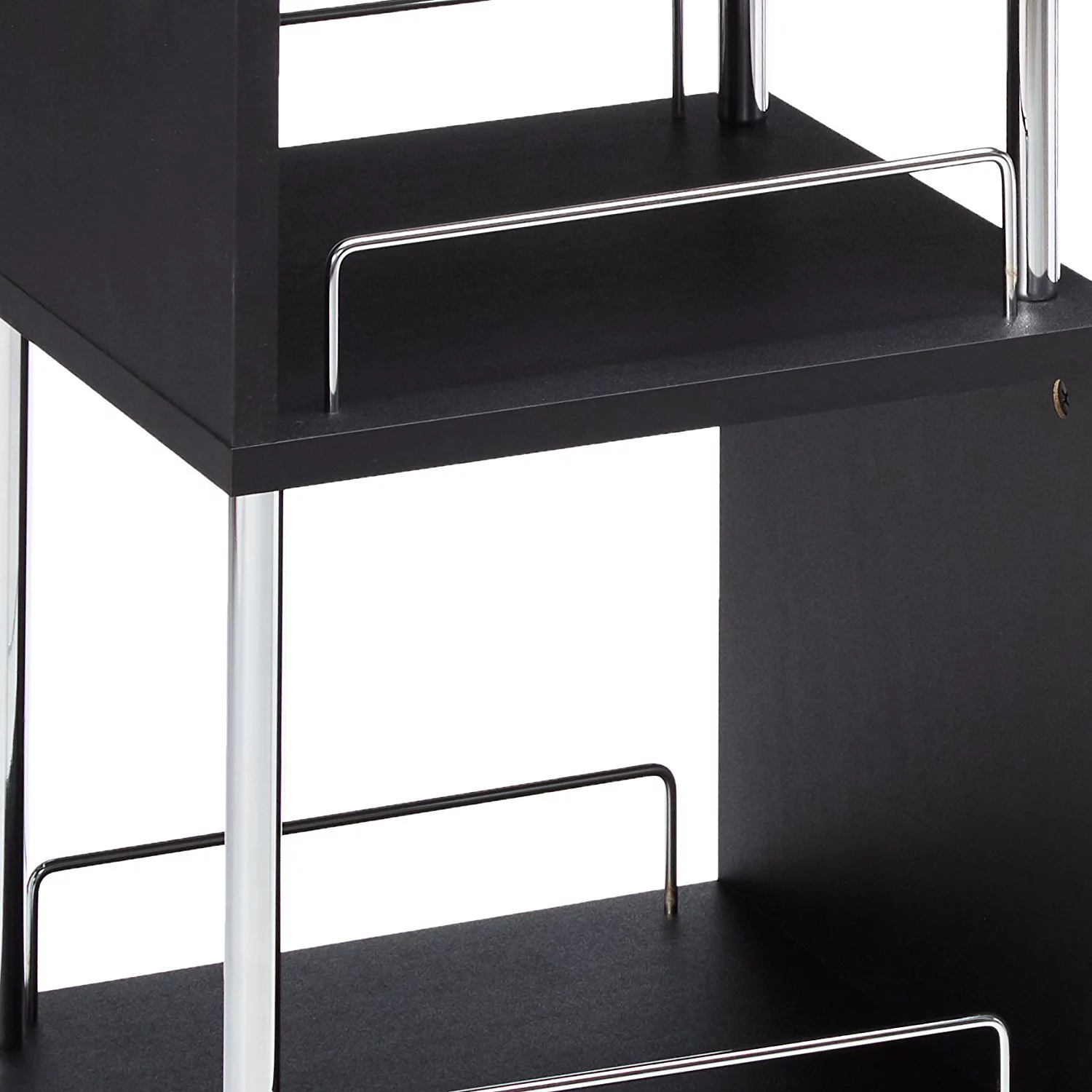 Lapeer Modern Bistro Bar Table with Wine Rack, Black Wood & Chrome Metal