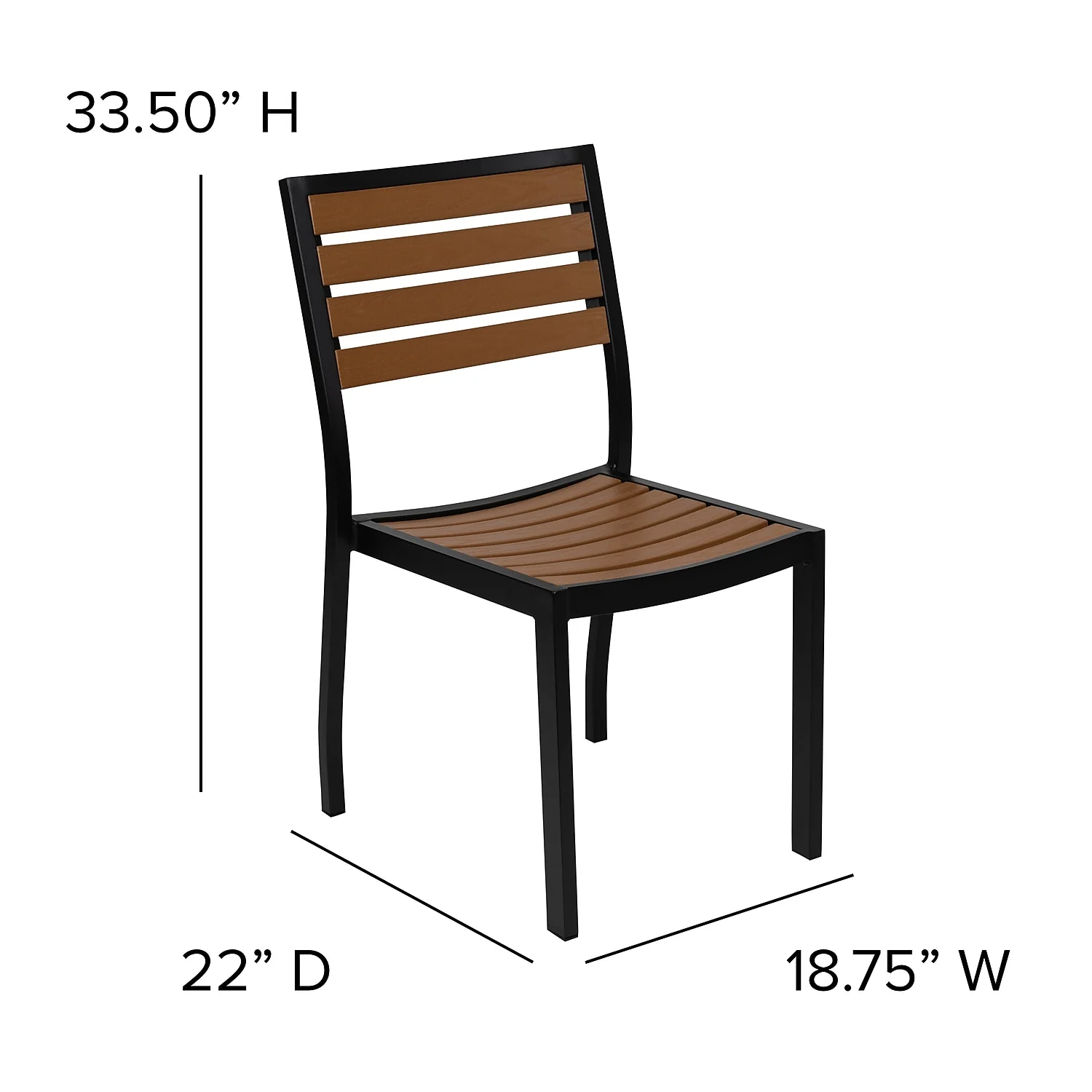Flash Furniture Lark Series 7-Piece Steel/Aluminum Teak Patio Table and Chair Set, Tan