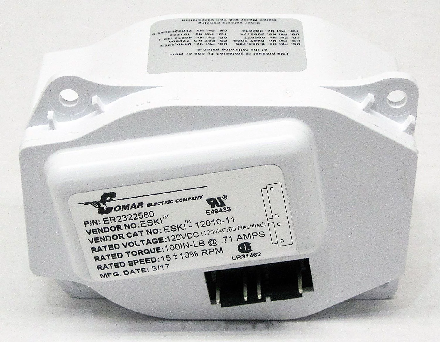 Ice Auger Gear Motor for Whirlpool, Sears, AP5985114, PS11723175, W10822606