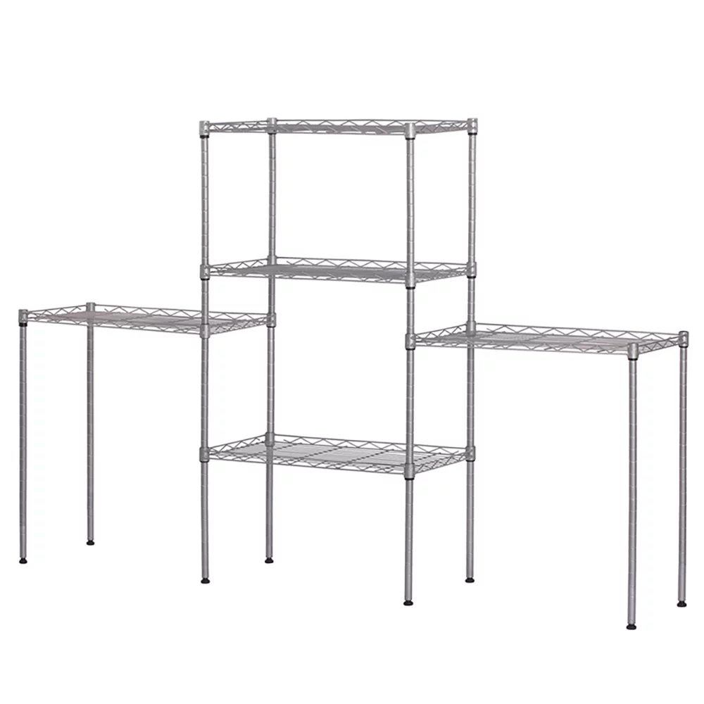 5-Shelf Adjustable Storage Shelves, Changeable Assembly Floor Standing Heavy Duty Storage Shelving Unit, Steel Organizer Wire Rack, Silver, 19.68