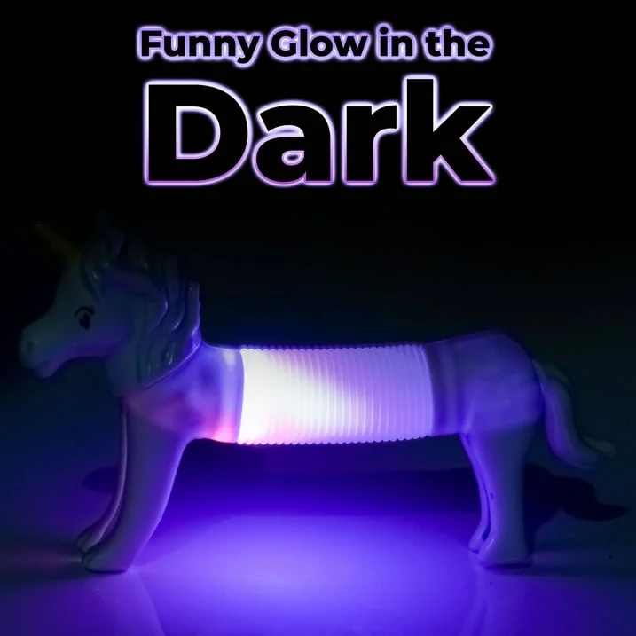 Boxgear 10 Pack Cute LED Light Animal Sensory Fidget Toys Pop Tubes For Toddlers, Girls and Boys – Stress-Relief Pop Sound Spring Sensory Toys