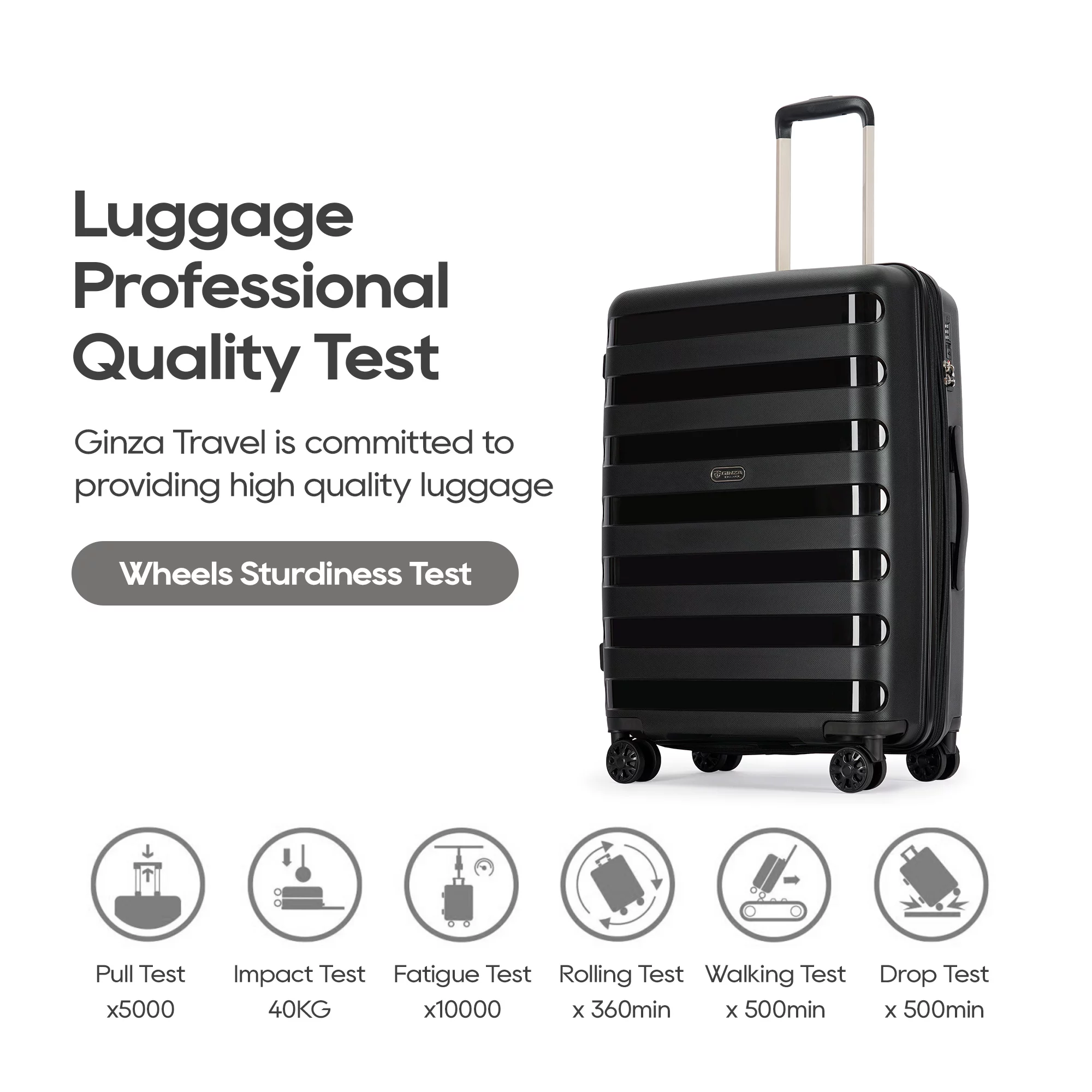 Ginza Travel Luggage 28 Inch Expandable Suitcase with Double Spinner Wheels and TSA Lock,Black