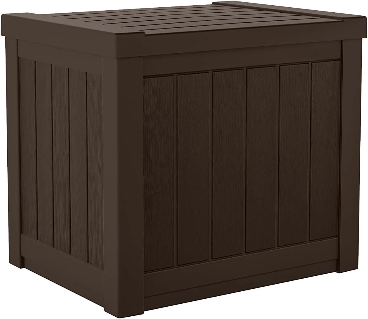 22-Gallon Small Deck Box - Lightweight Resin Outdoor Storage - Java Brown