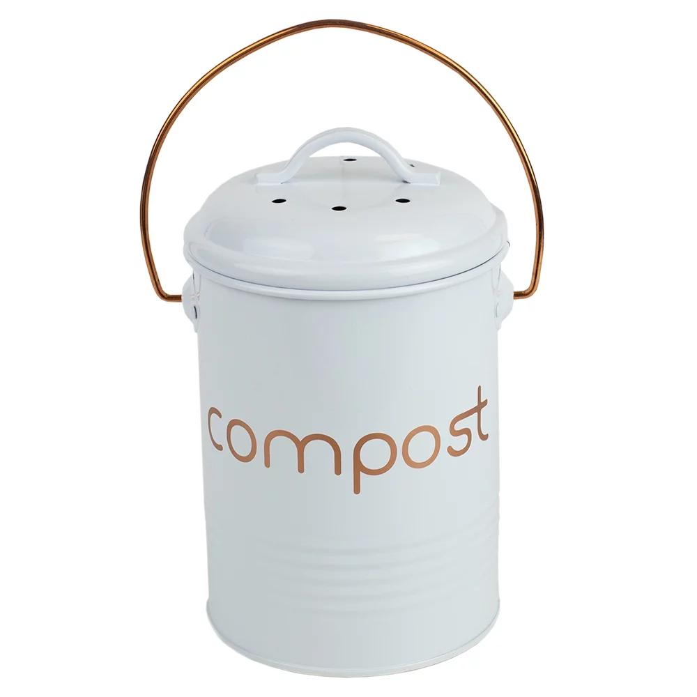 Home Basics Grove Compact Countertop Compost Bin, White