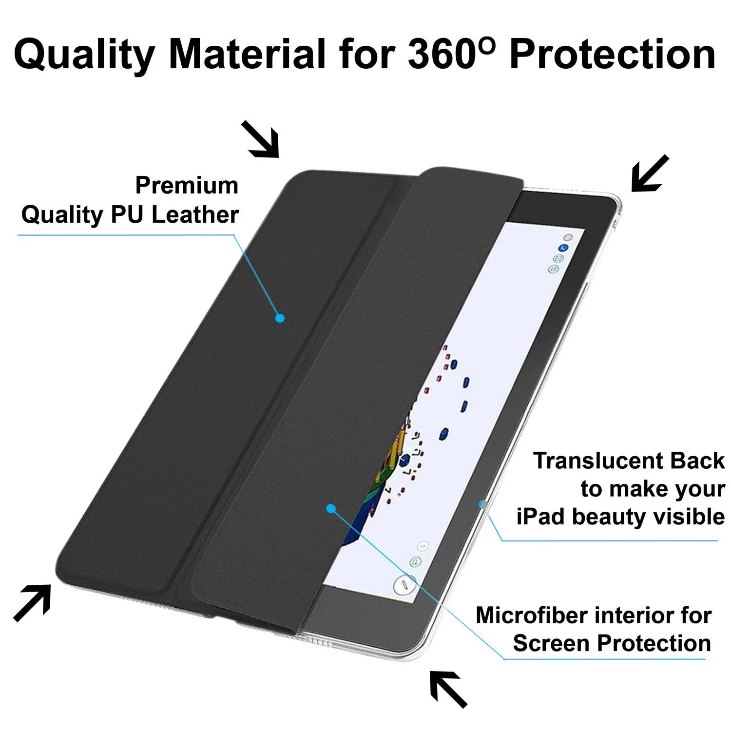 DuraSafe Cases iPad 9.7 Inch 6 5 Air 2 1 Generation [ 6th 5th Air 2nd 1st ] MH2V2LL/A MH2W2LL/A MH2U2LL/A MGLW2LL/A MGL12LL/A MH0W2LL/A Slim Lightweight Protective PC Dual Angle Stand Cover - Black