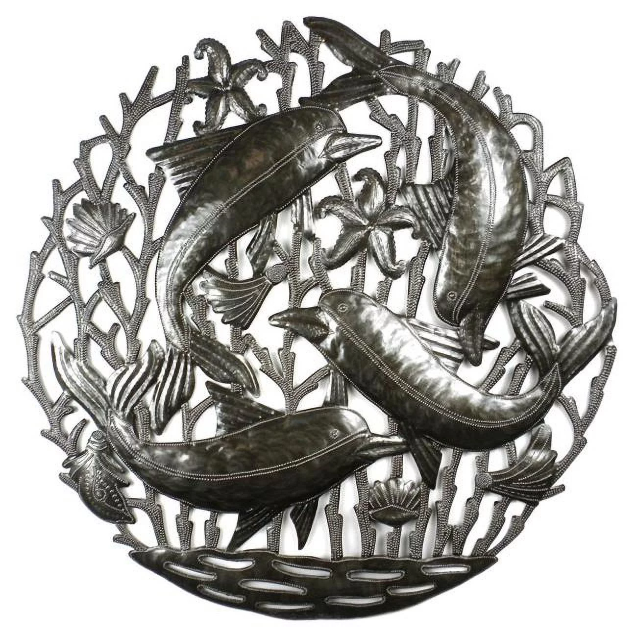 Pod of Dolphins Haitian Steel Drum Wall Art